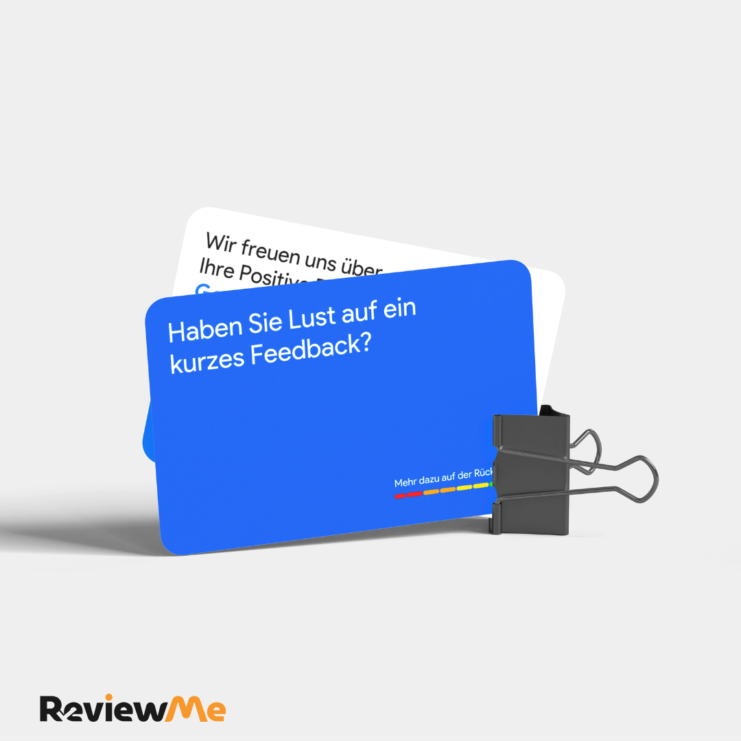 Bewertungskarten für Google Bewertung mit QR-Code Blau