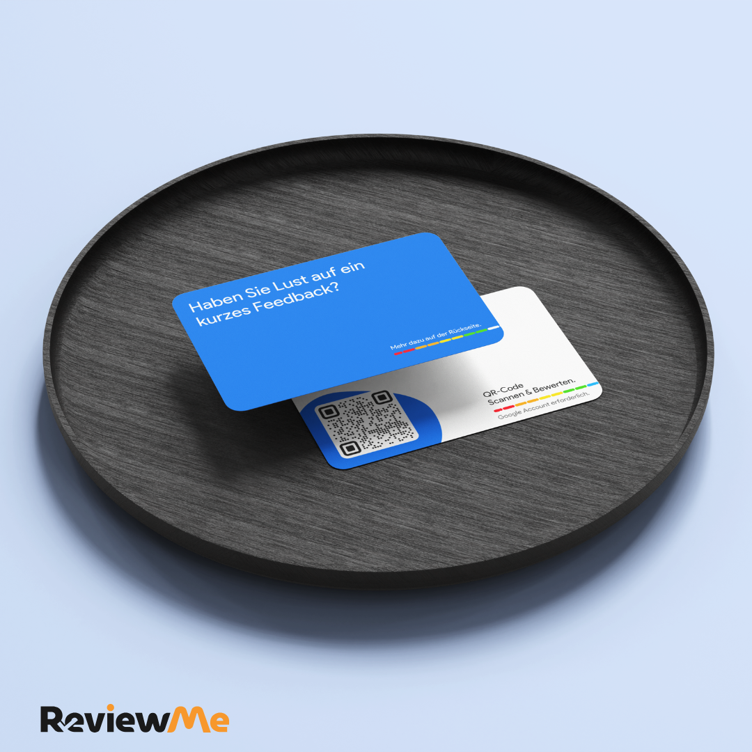 Bewertungskarten für Google Bewertung mit QR-Code Blau