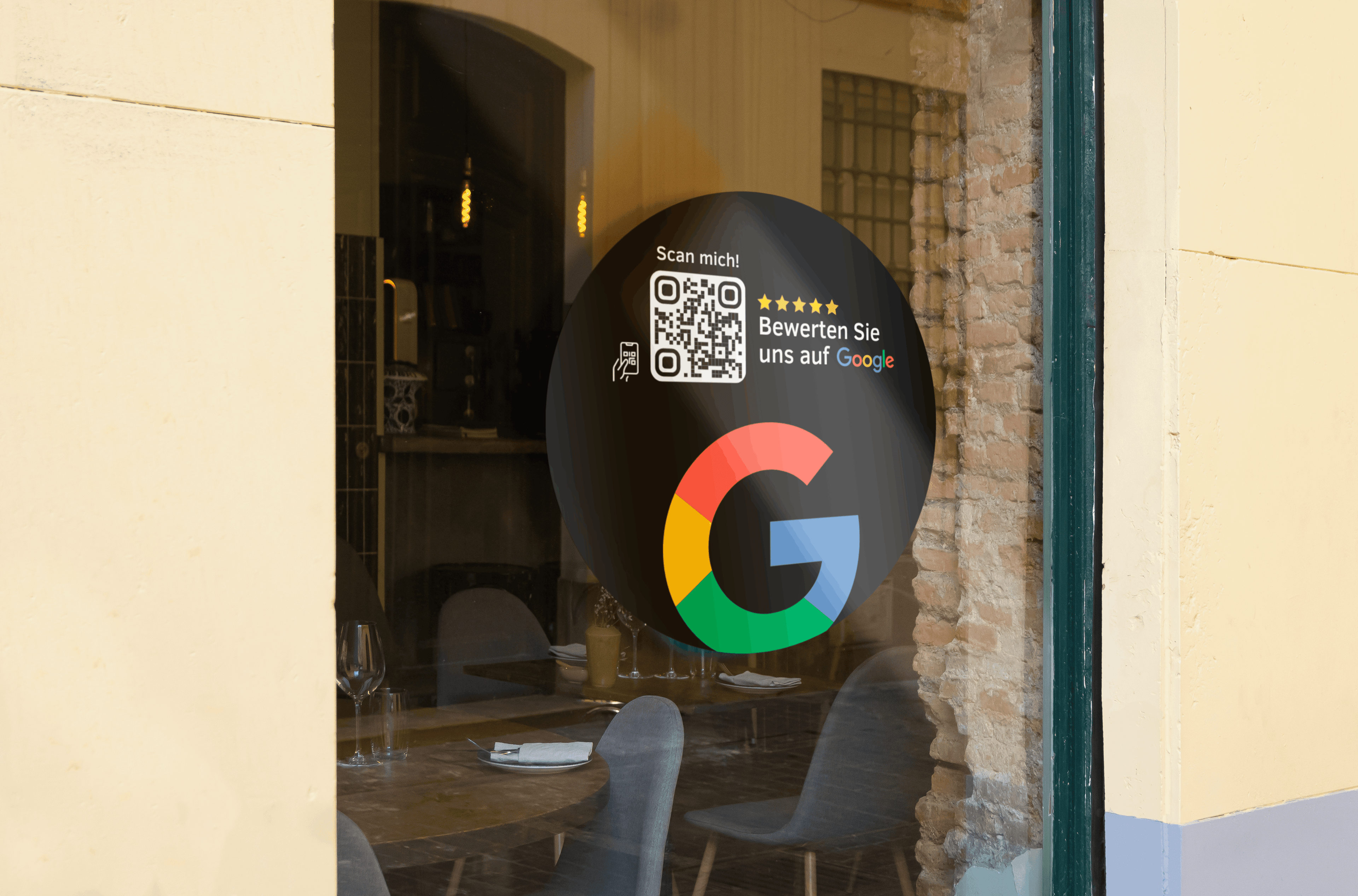 Scheibenaufkleber Google Bewertungen mit QR-Code - Schwarz - ReviewMe