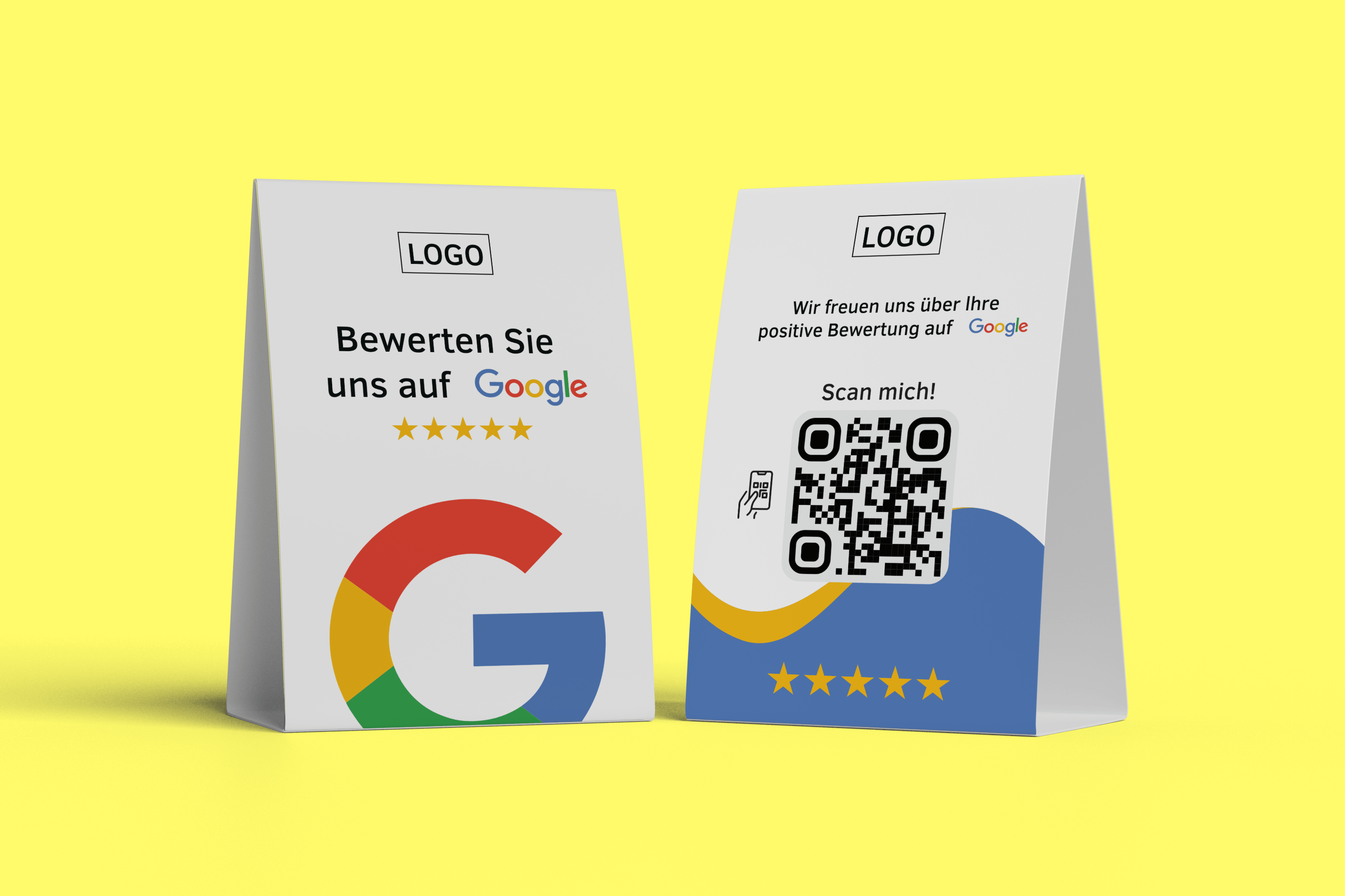 Tischaufsteller Bewerten Sie uns auf Google - Blue - ReviewMe