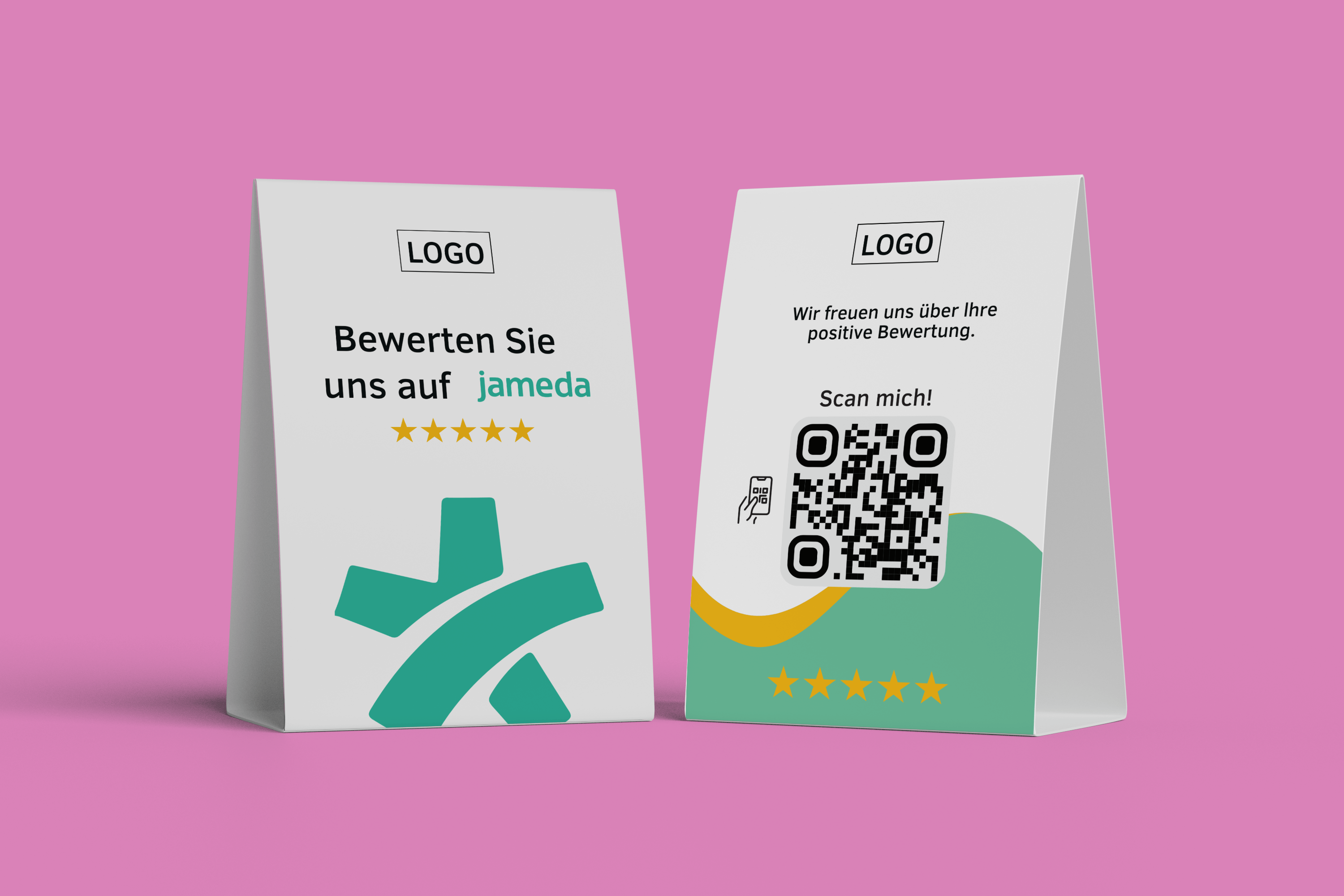 Tischaufsteller Bewerten Sie uns auf Jameda - Grün - ReviewMe