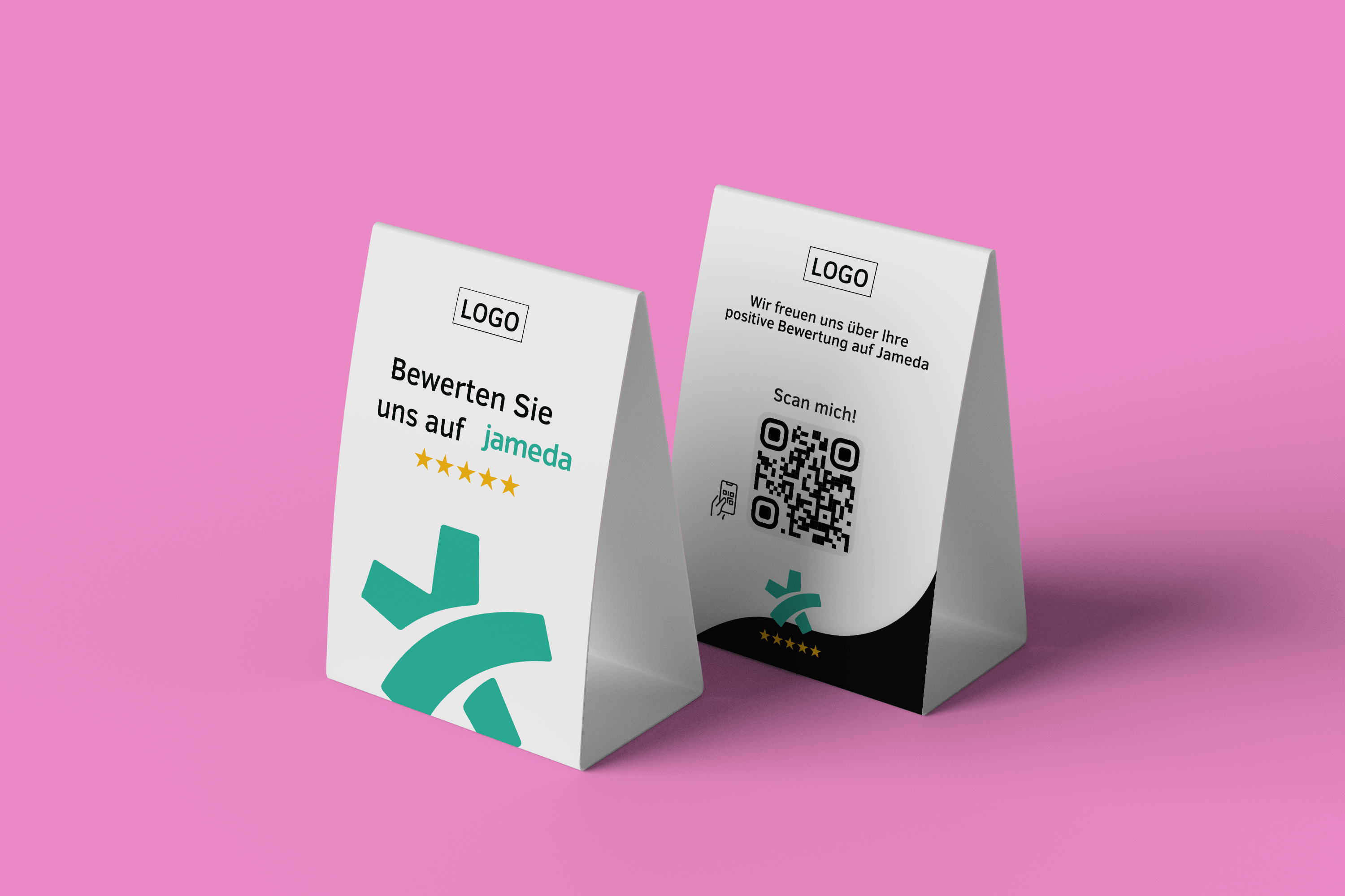 Tischaufsteller Bewerten Sie uns auf Jameda - Schwarz - ReviewMe