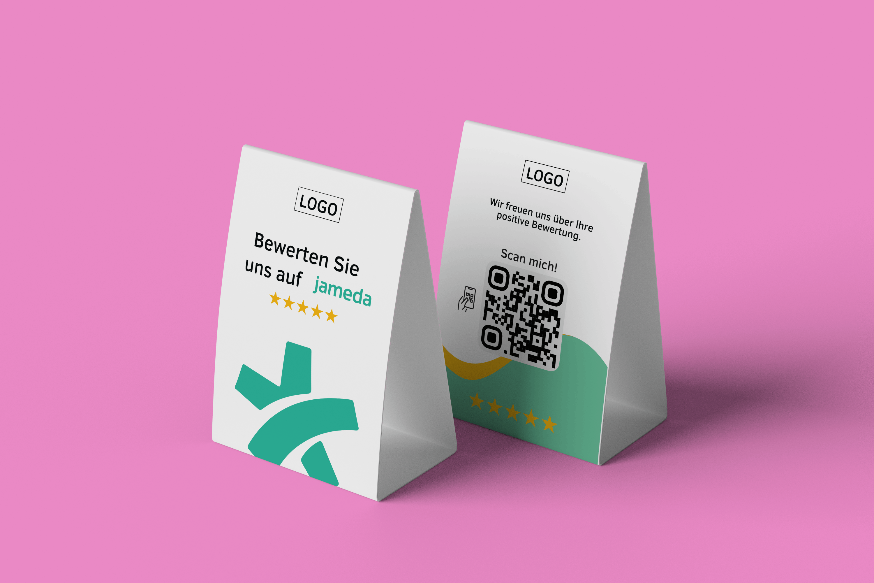 Tischaufsteller Bewerten Sie uns auf Jameda - Grün - ReviewMe