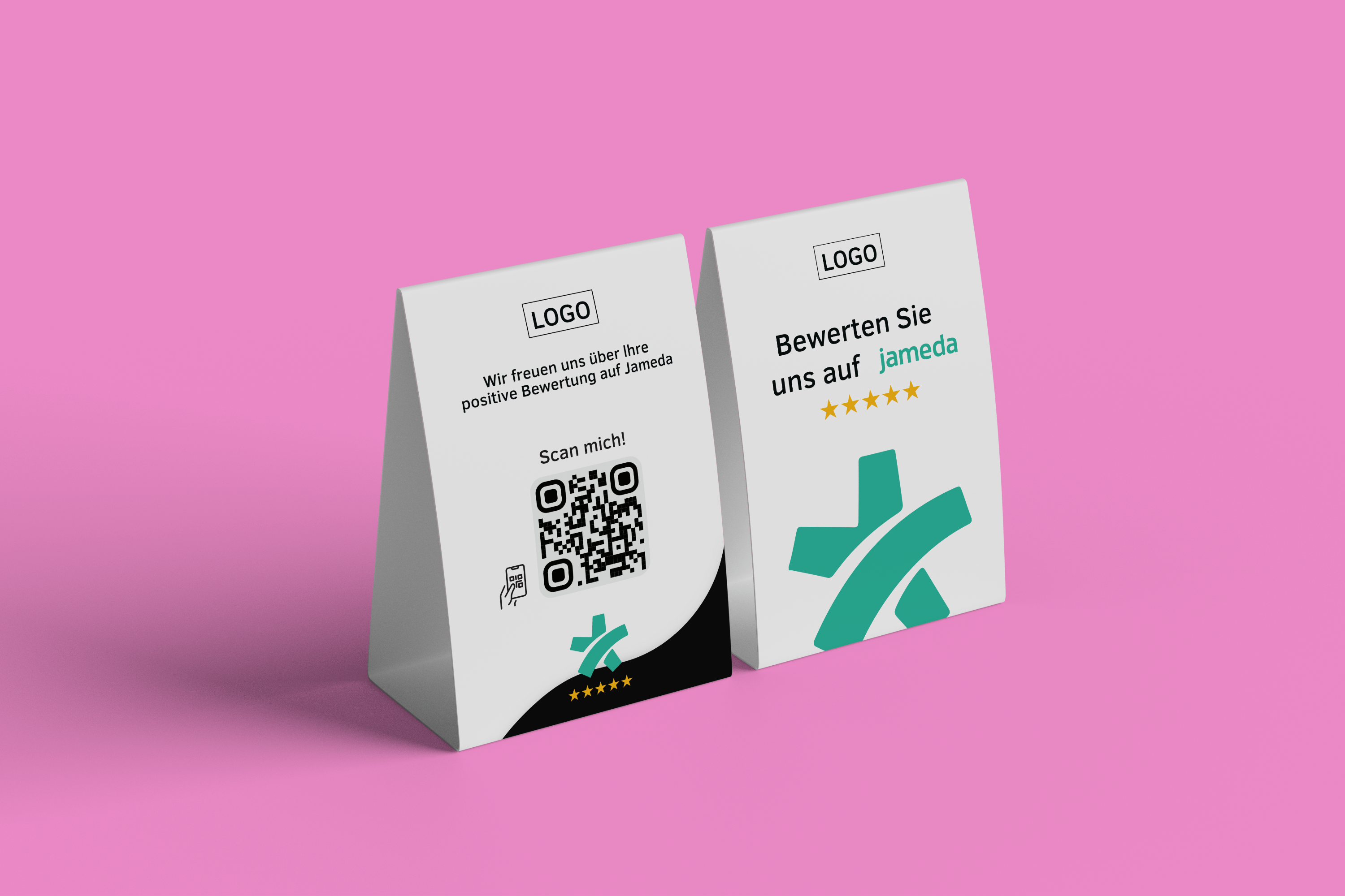 Tischaufsteller Bewerten Sie uns auf Jameda - Schwarz - ReviewMe