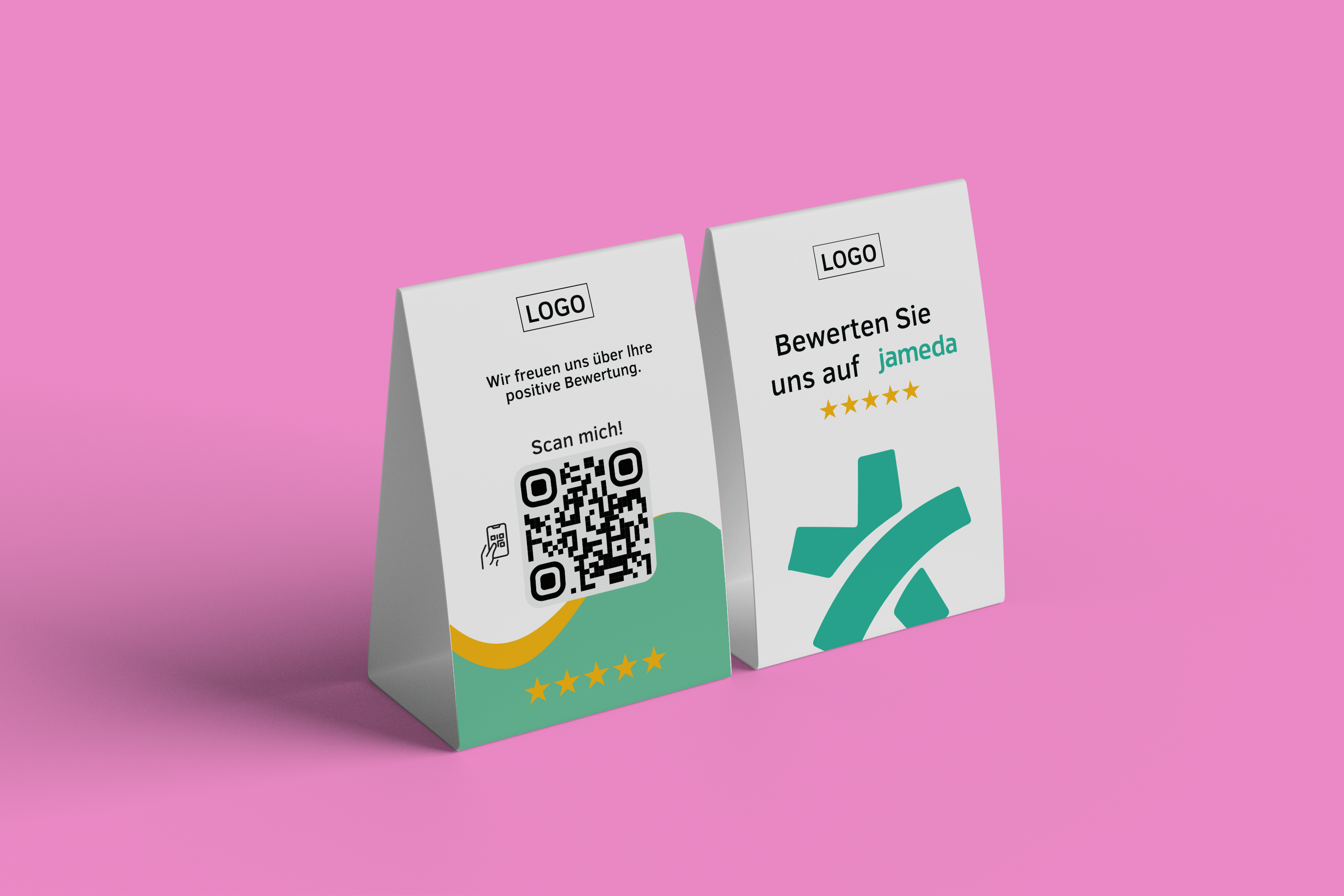 Tischaufsteller Bewerten Sie uns auf Jameda - Grün - ReviewMe