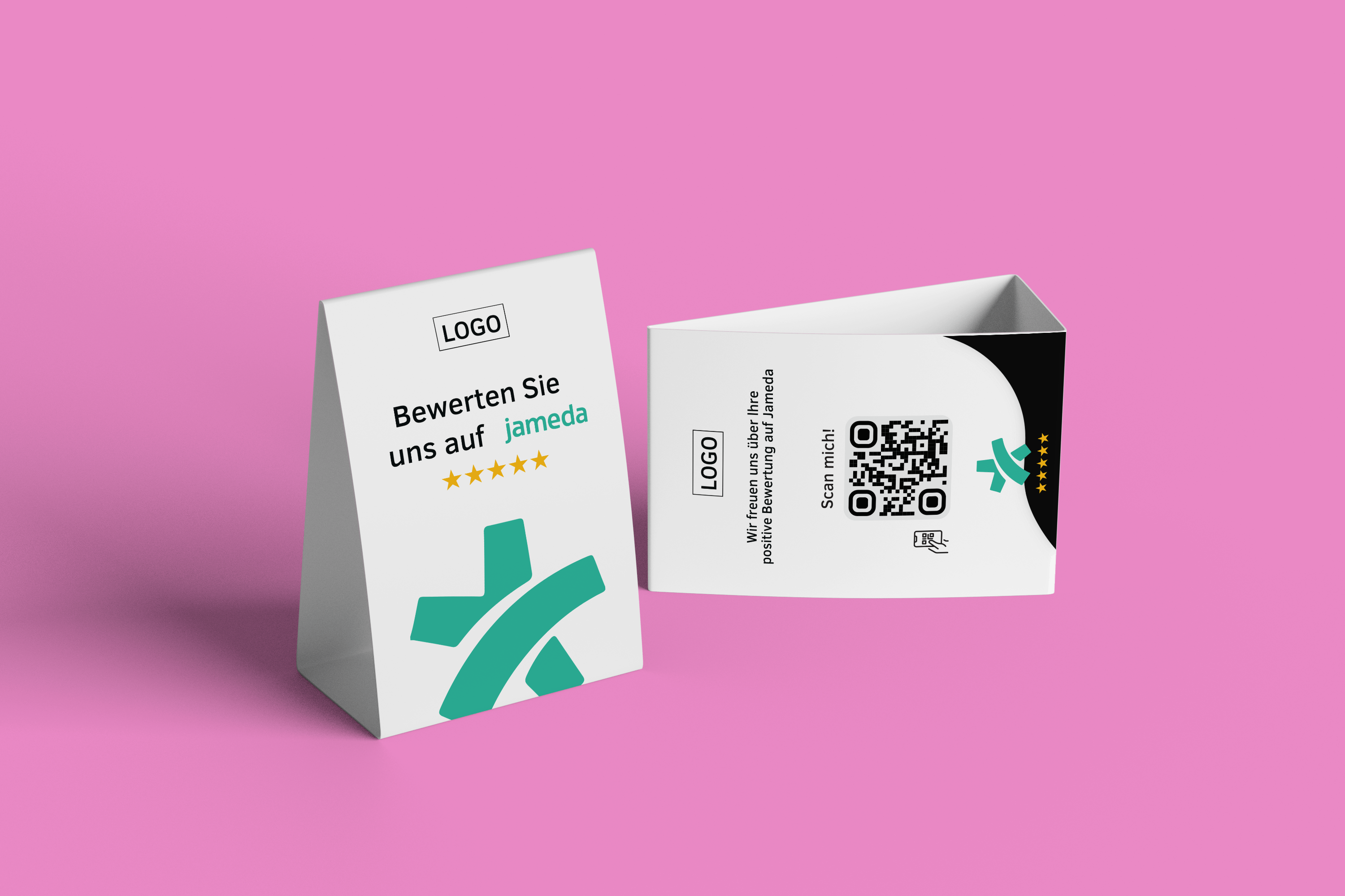 Tischaufsteller Bewerten Sie uns auf Jameda - Schwarz - ReviewMe