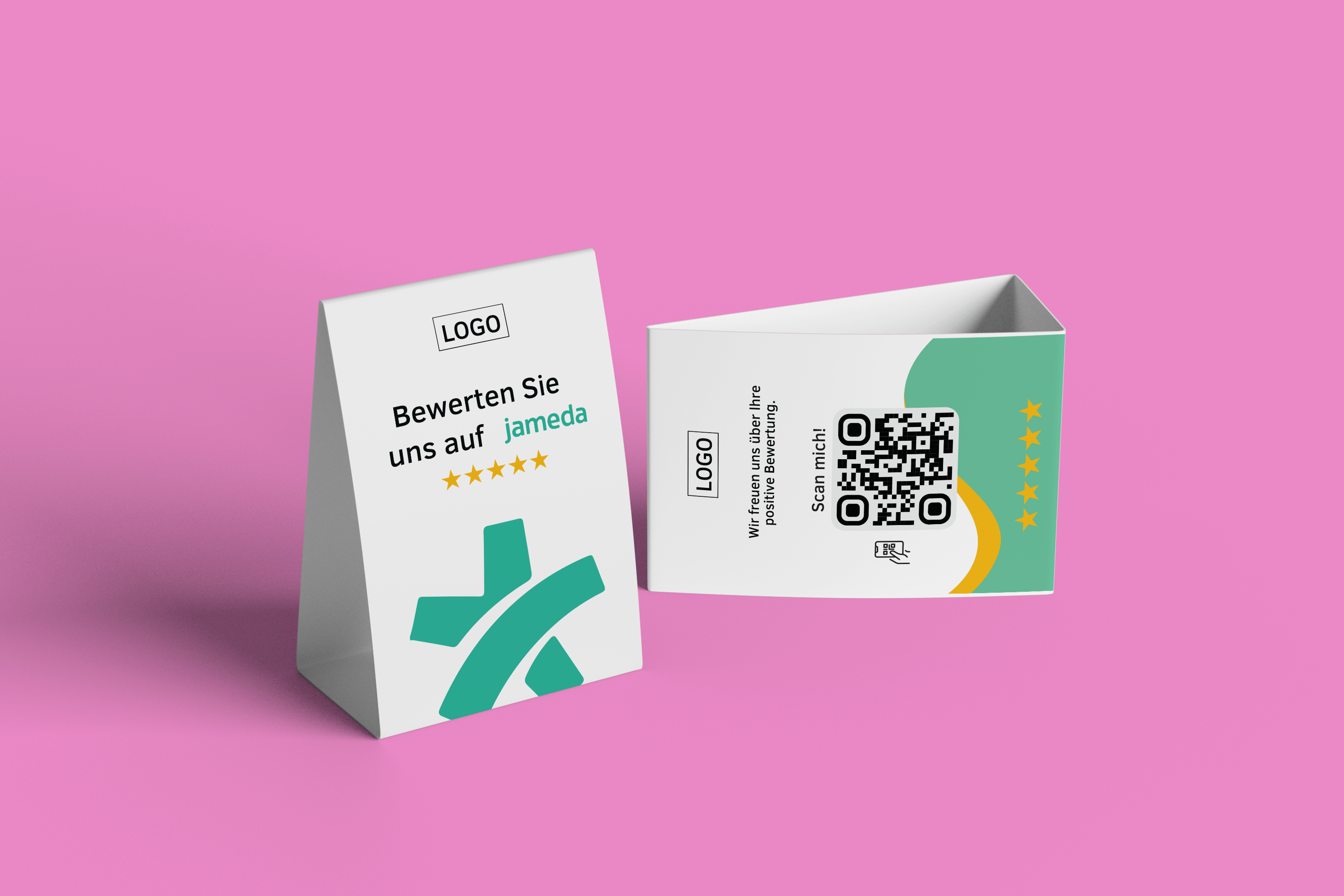 Tischaufsteller Bewerten Sie uns auf Jameda - Grün - ReviewMe