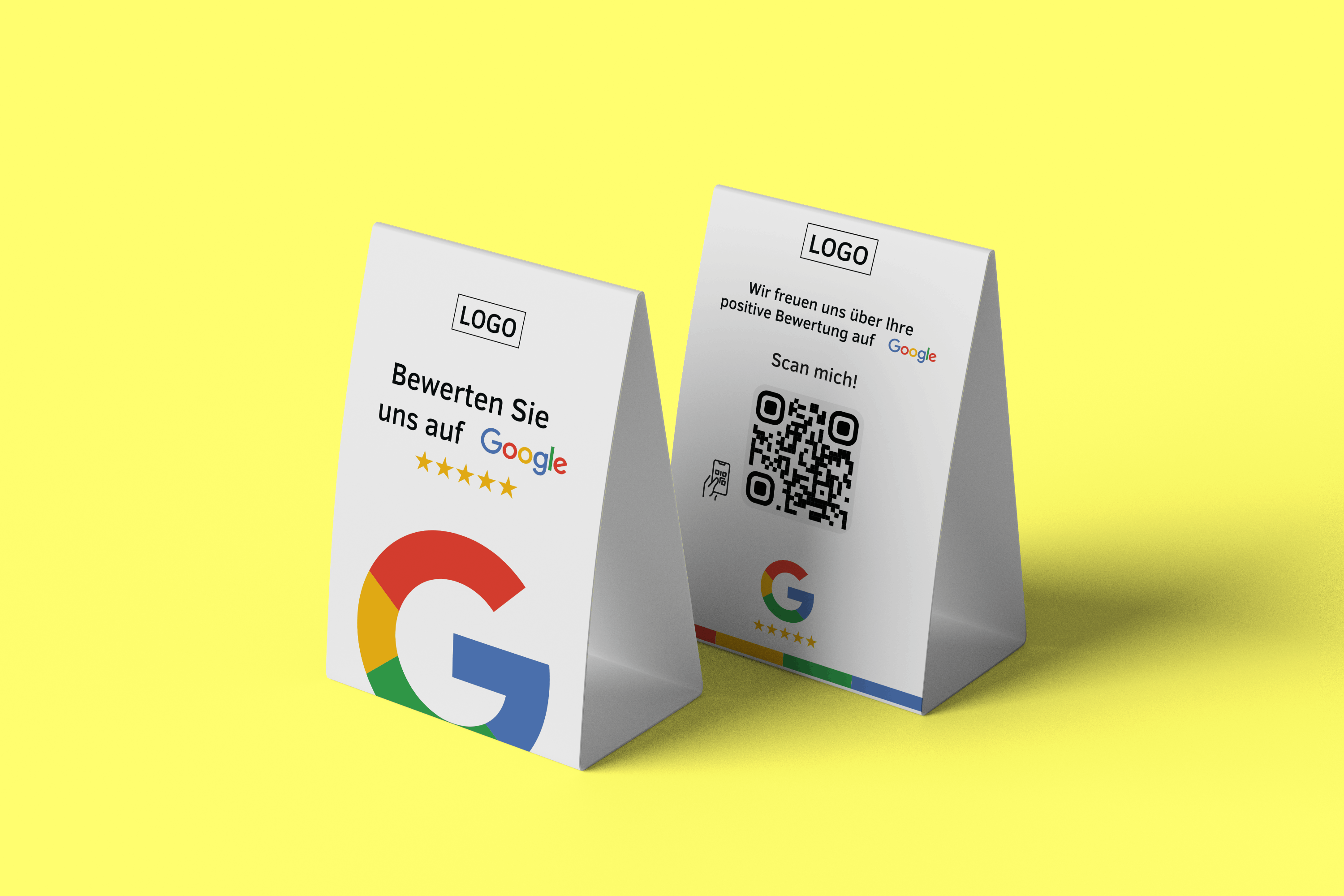 Tischaufsteller Bewerten Sie uns auf Google - Colorful - ReviewMe