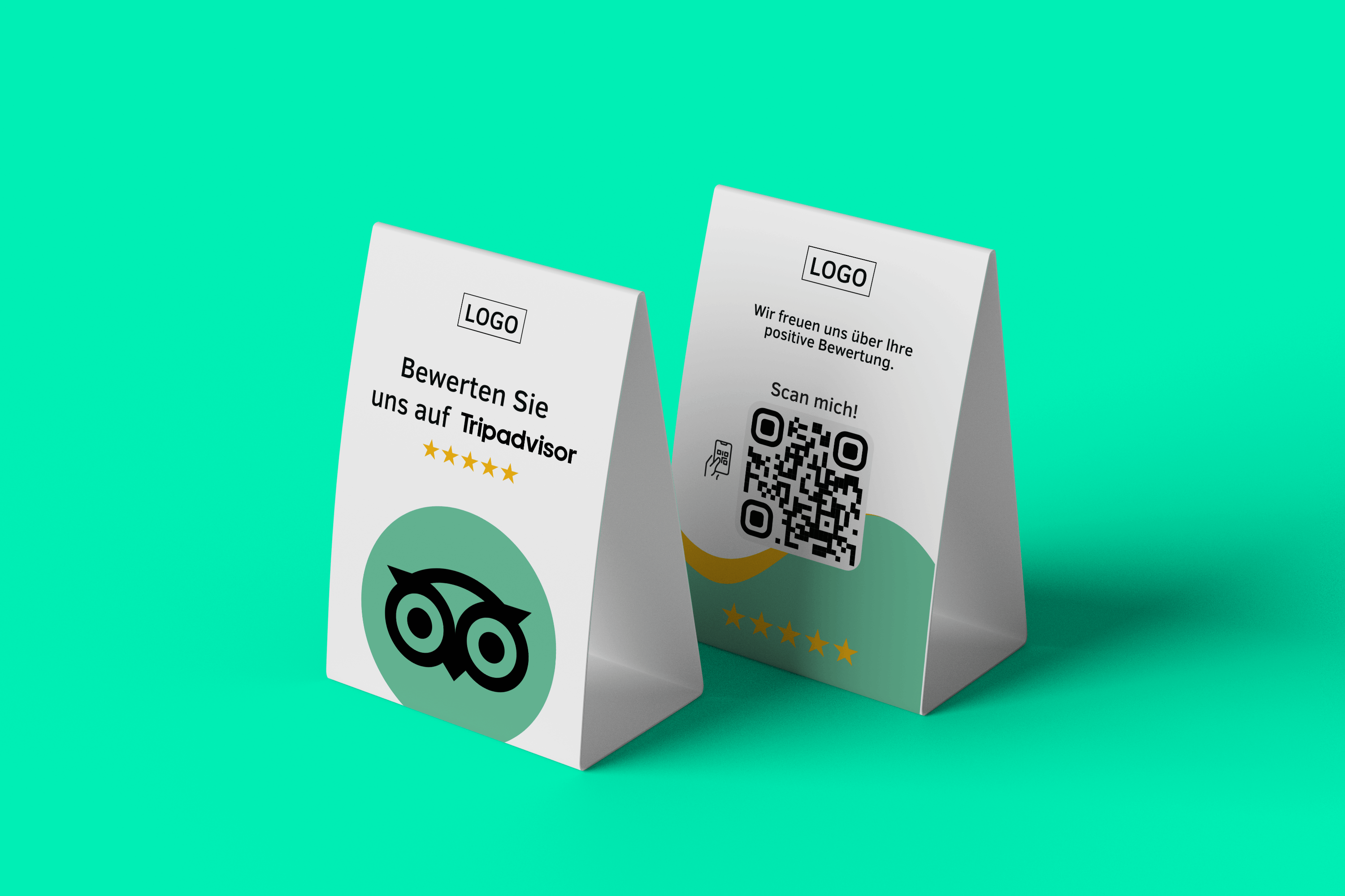 Tischaufsteller Bewerten Sie uns auf Tripadvisor - Grün - ReviewMe