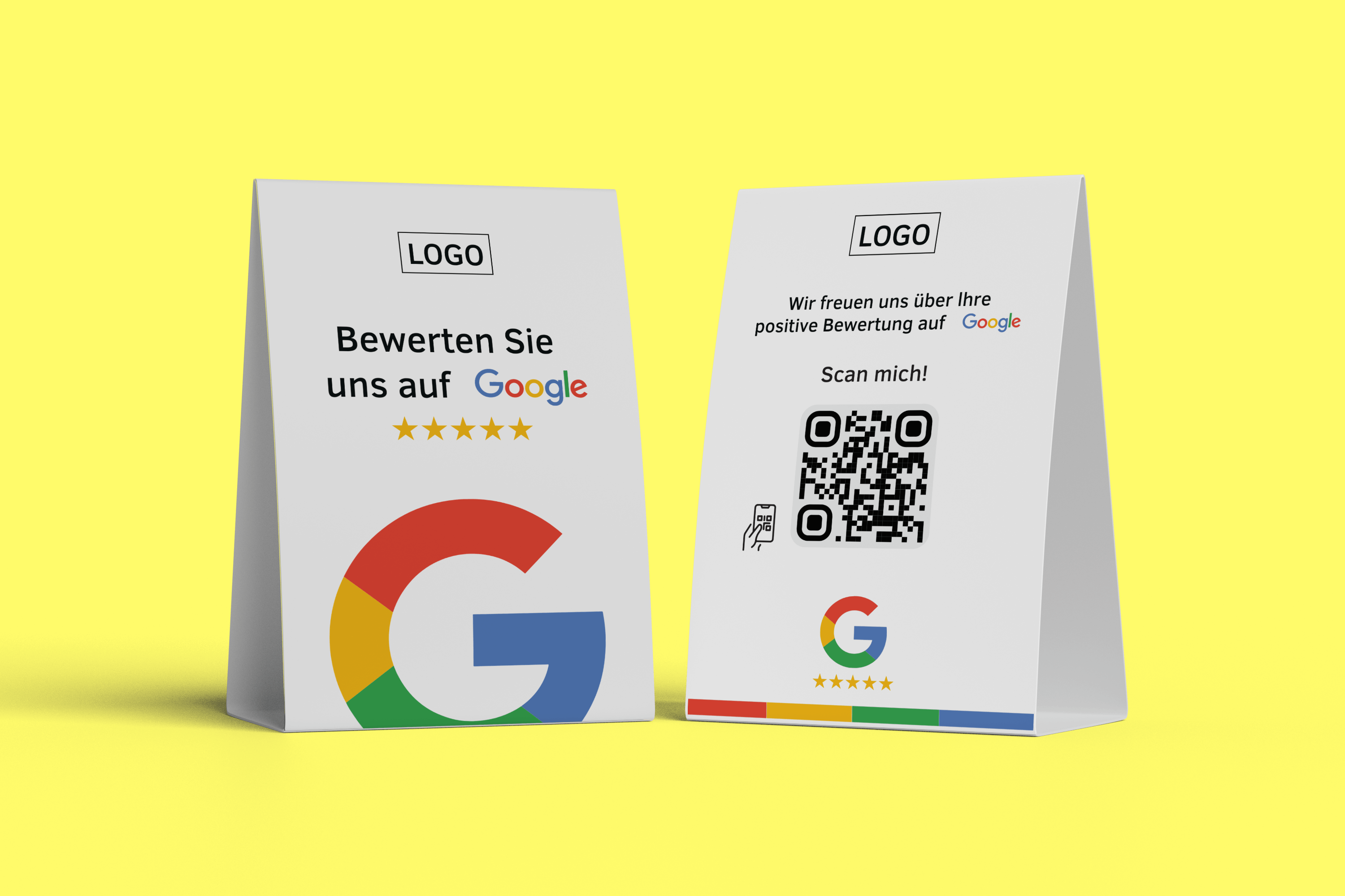 Tischaufsteller Bewerten Sie uns auf Google - Colorful - ReviewMe