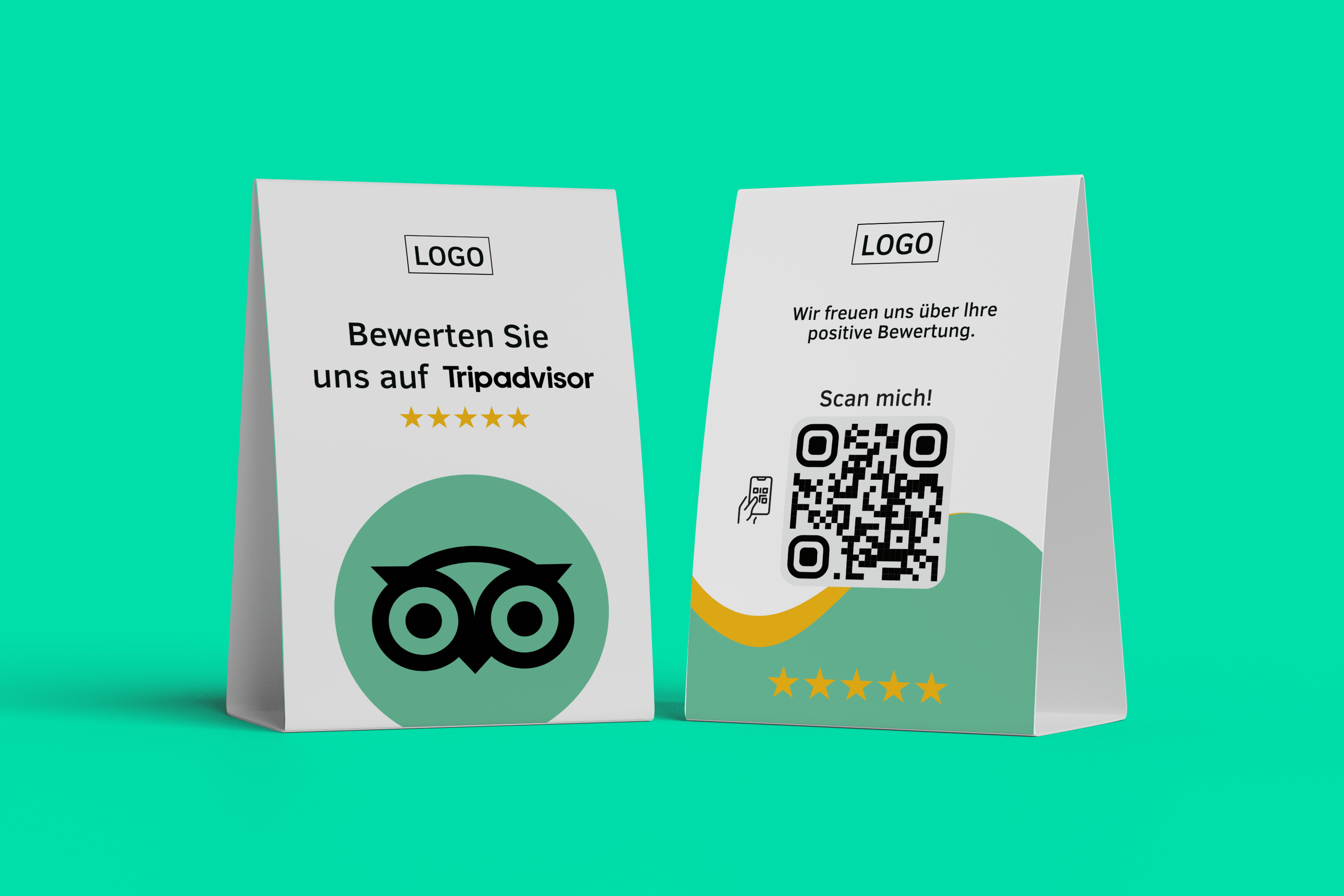 Tischaufsteller Bewerten Sie uns auf Tripadvisor - Grün - ReviewMe