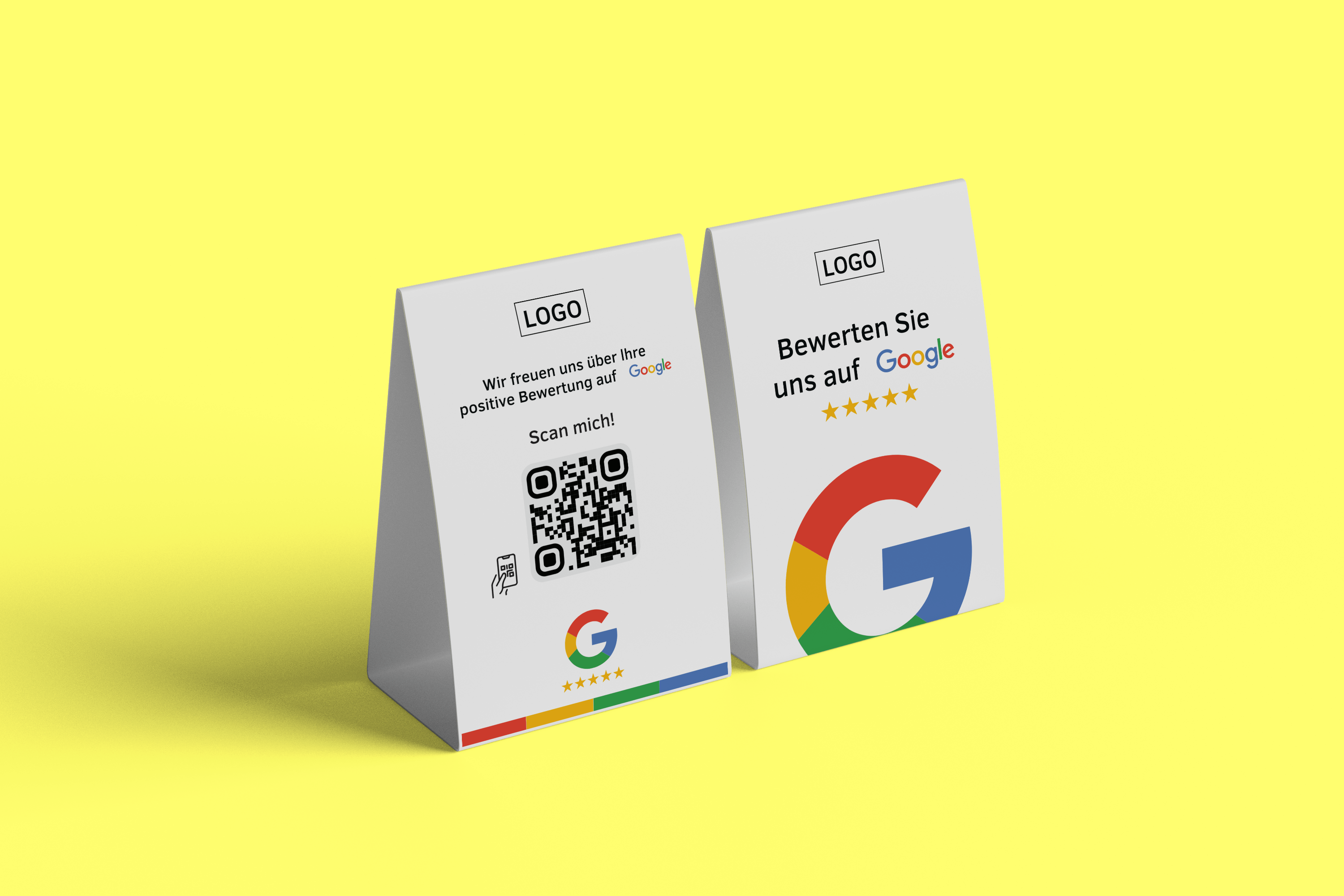 Tischaufsteller Bewerten Sie uns auf Google - Colorful - ReviewMe