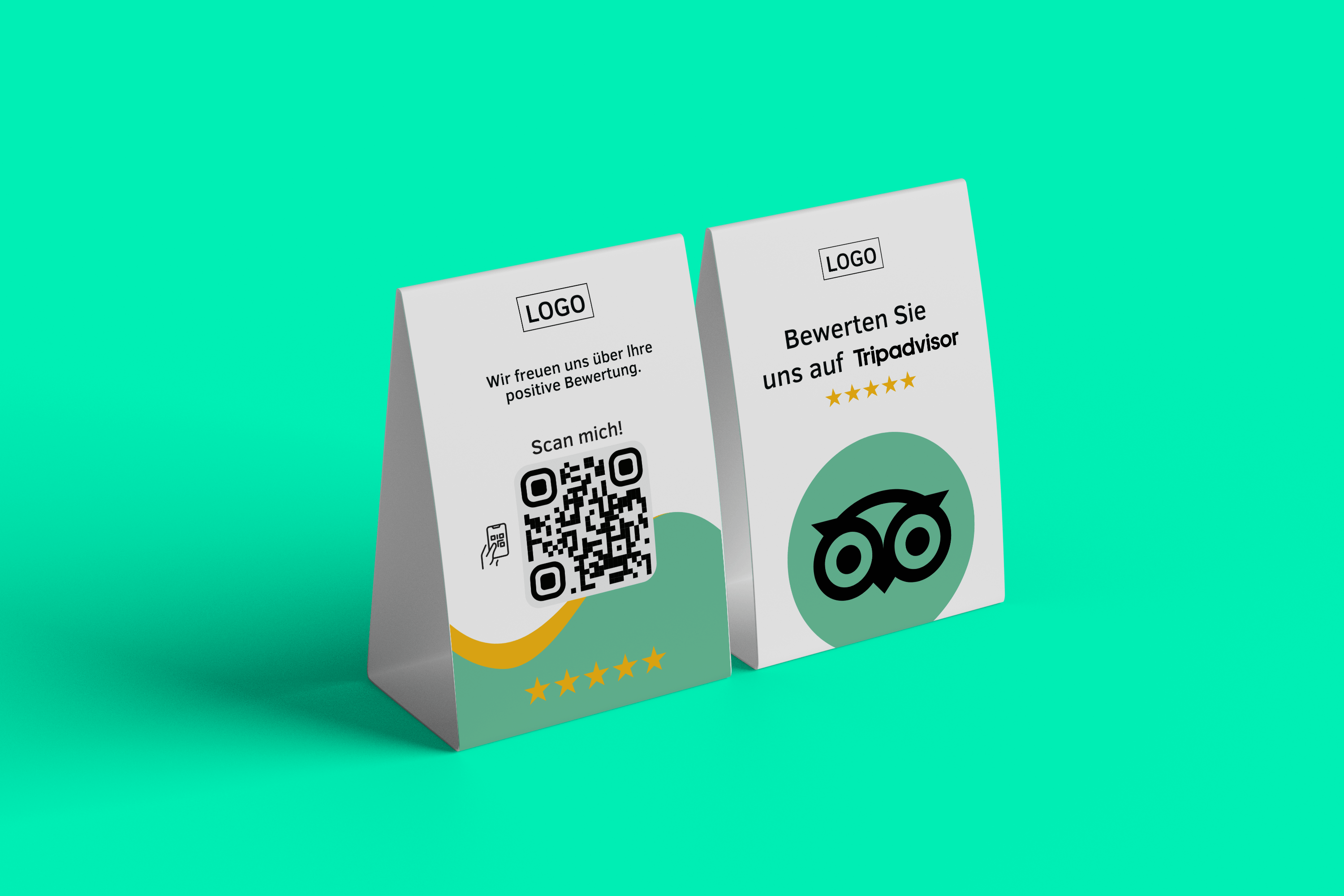 Tischaufsteller Bewerten Sie uns auf Tripadvisor - Grün - ReviewMe
