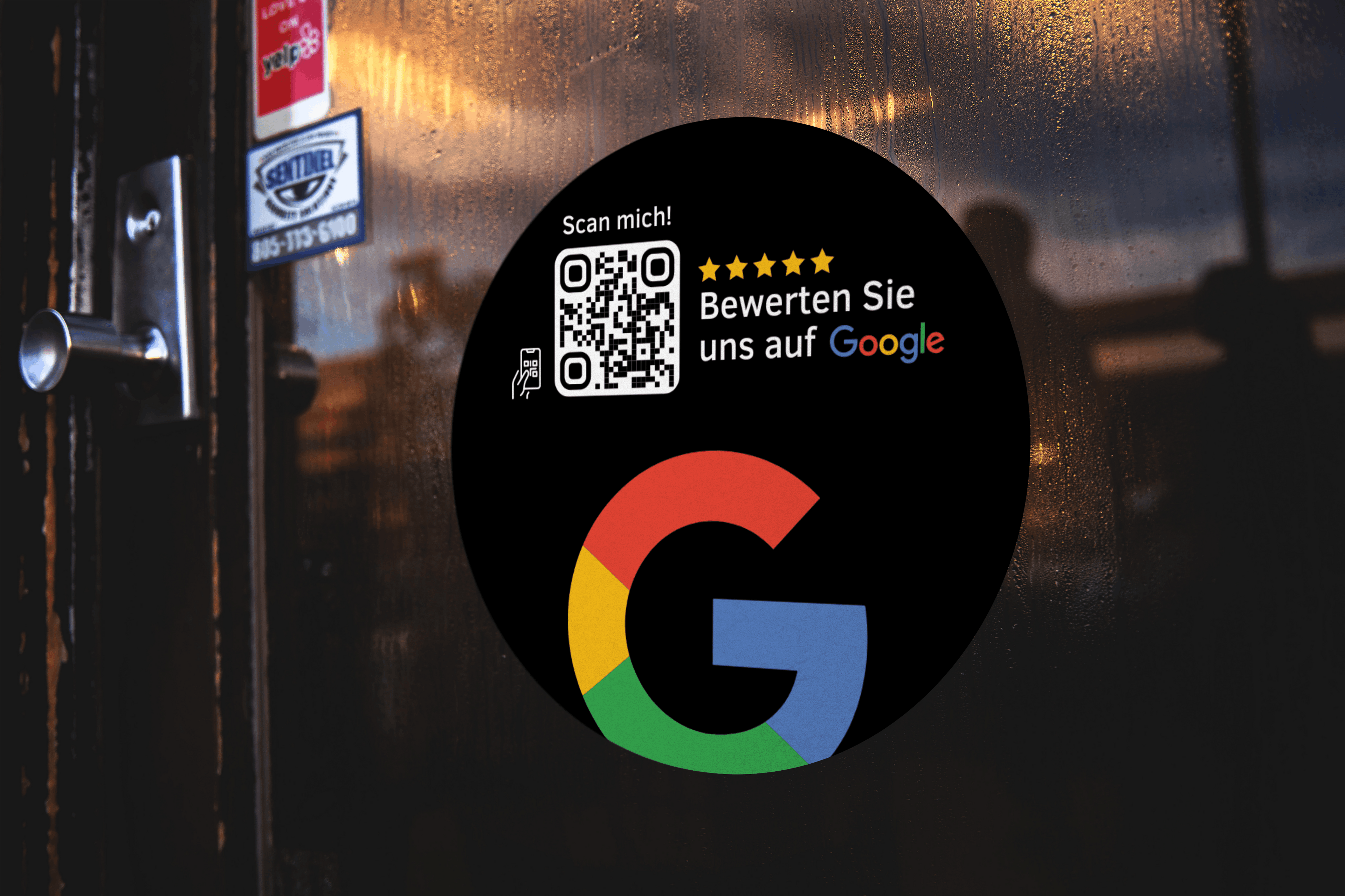 Scheibenaufkleber Google Bewertungen mit QR-Code - Schwarz - ReviewMe