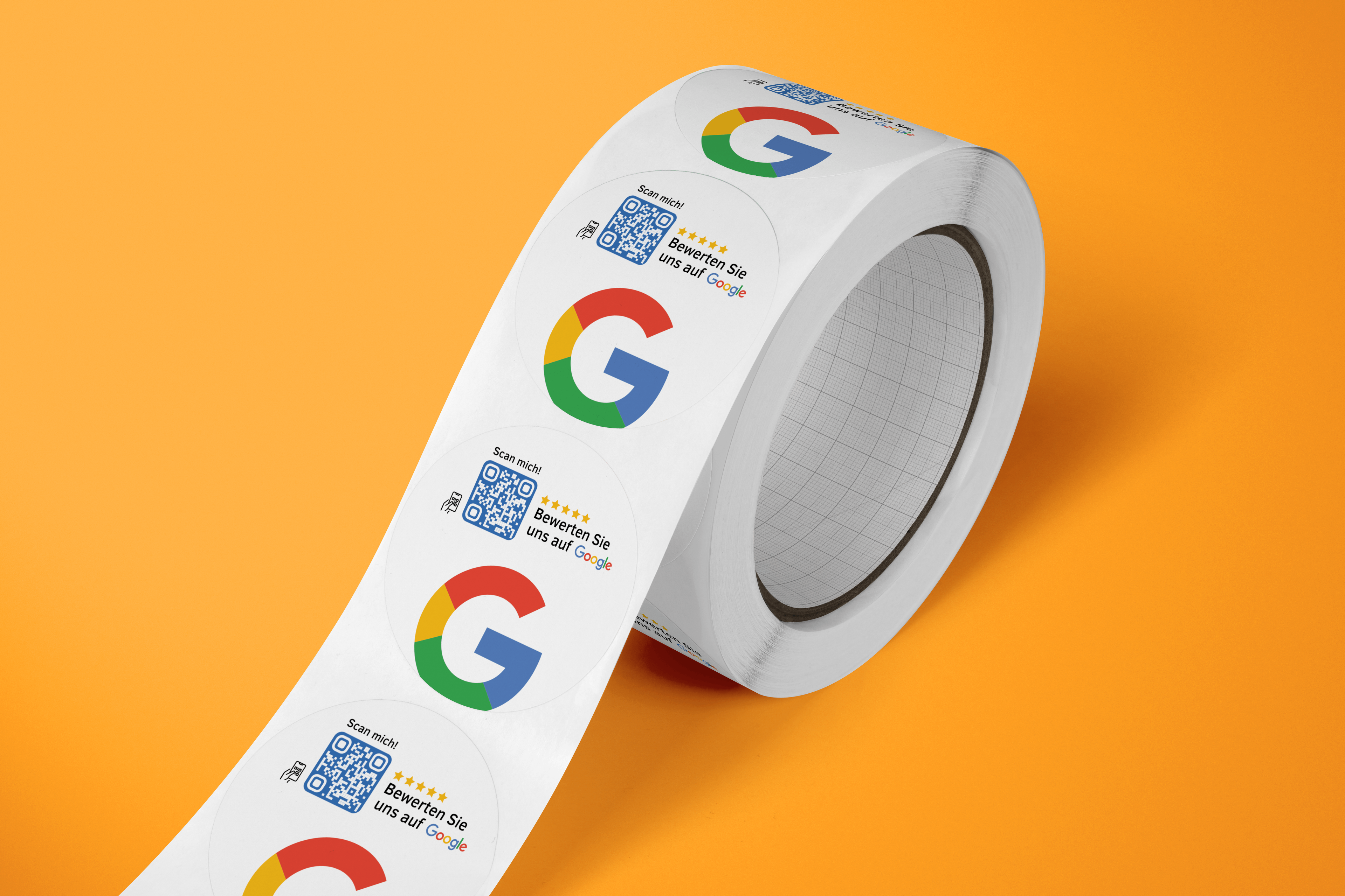 Google Bewertung QR-Code Sticker - Personalisierte Etiketten auf Rolle Weiß 1 - ReviewMe
