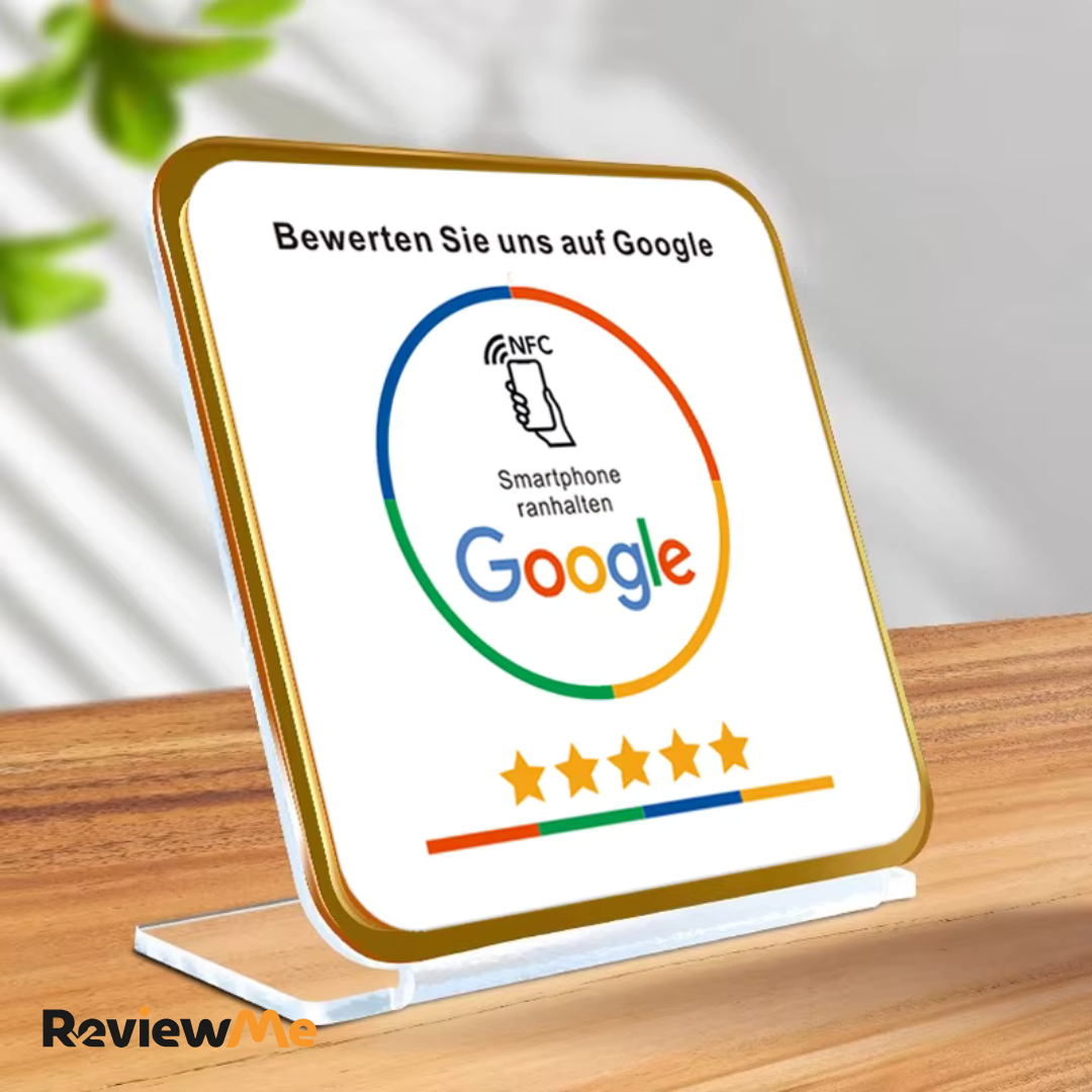 Acryl NFC-Aufsteller mit QR für Google Bewertungen - ReviewMe