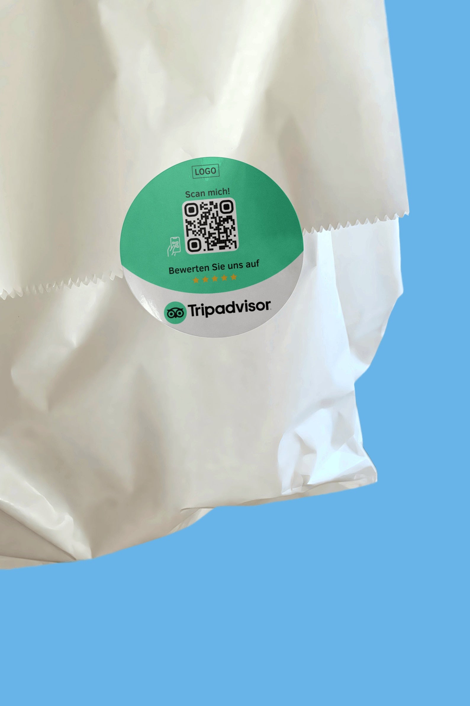 Tripadvisor Bewertung QR-Code Sticker - Personalisierte Etiketten auf Rolle 1 - ReviewMe