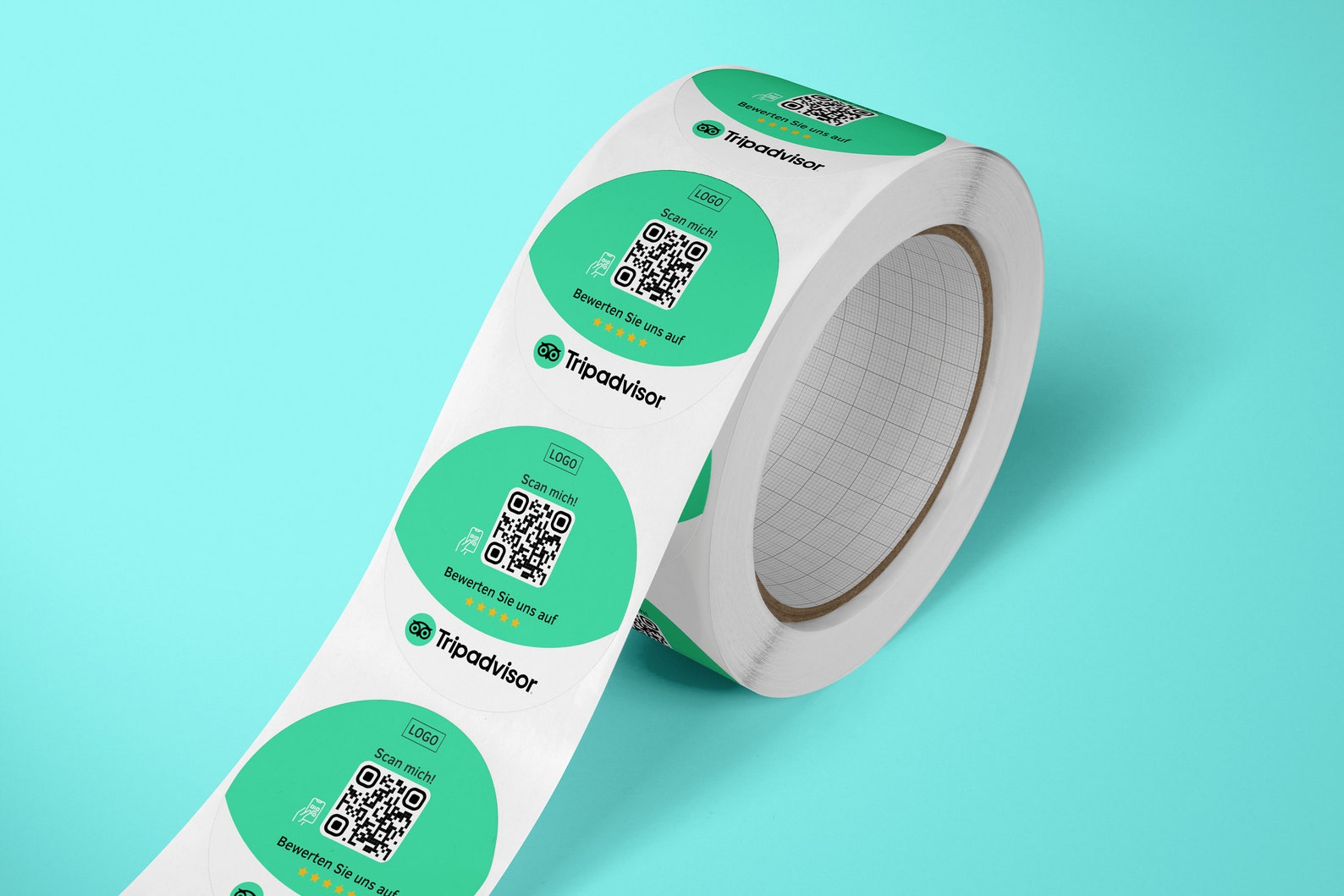 Tripadvisor Bewertung QR-Code Sticker - Personalisierte Etiketten auf Rolle 1 - ReviewMe