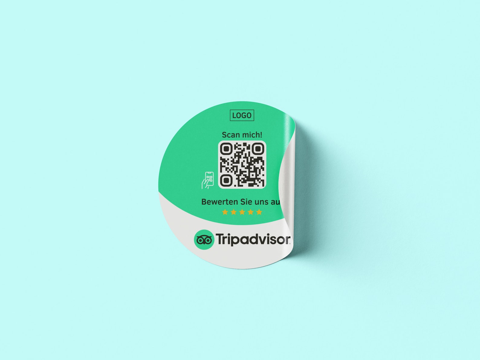 Tripadvisor Bewertung QR-Code Sticker - Personalisierte Etiketten auf Rolle 1 - ReviewMe