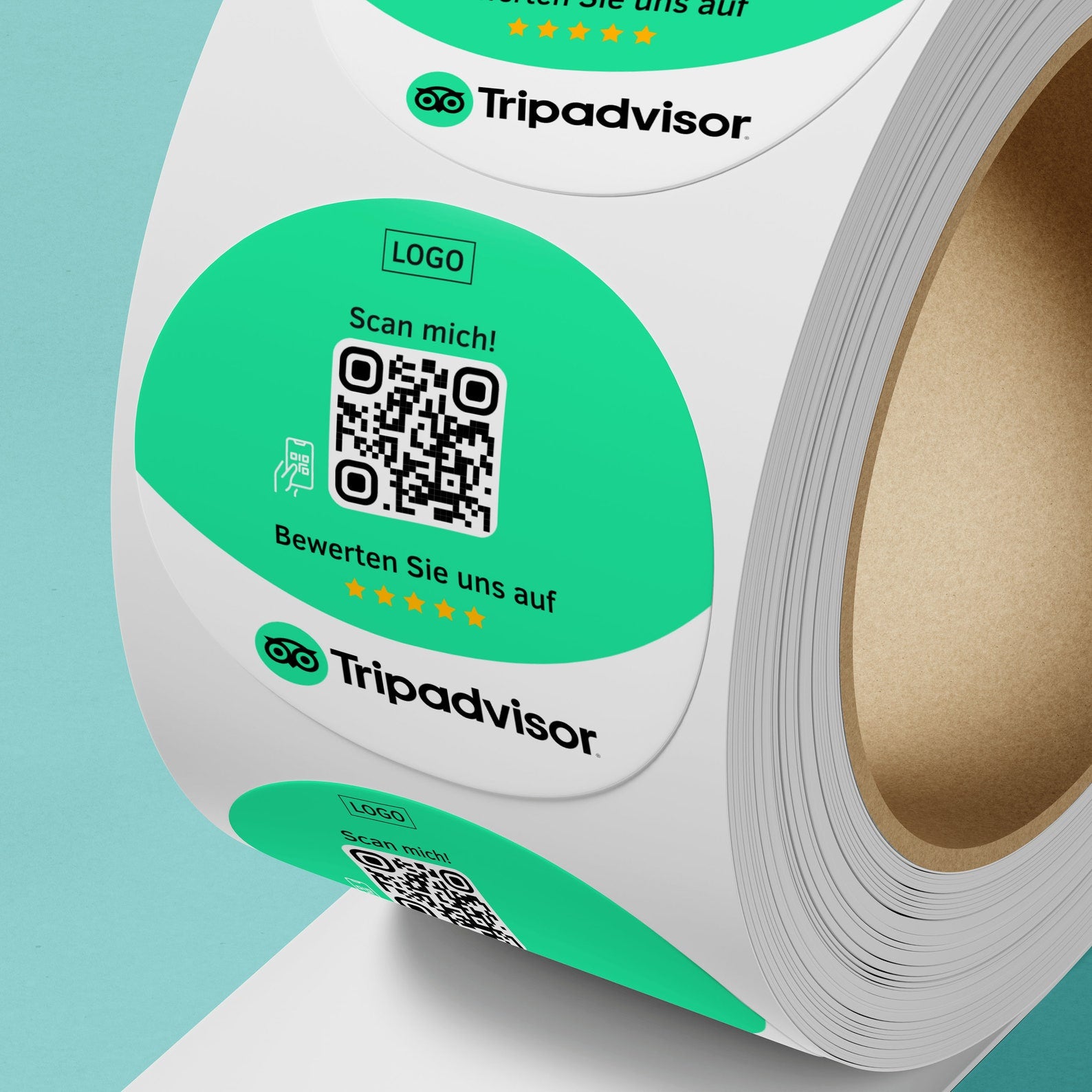 Tripadvisor Bewertung QR-Code Sticker - Personalisierte Etiketten auf Rolle 1 - ReviewMe