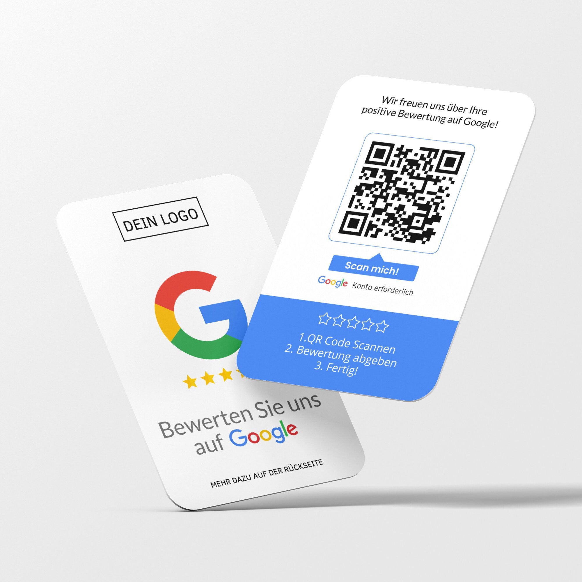 Bewertungskarten mit Logo für Google Bewertung mit QR-Code - ReviewMe