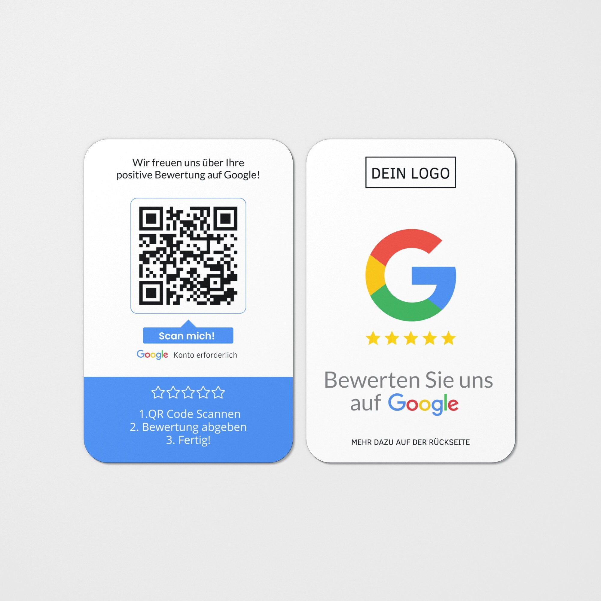 Bewertungskarten mit Logo für Google Bewertung mit QR-Code - ReviewMe