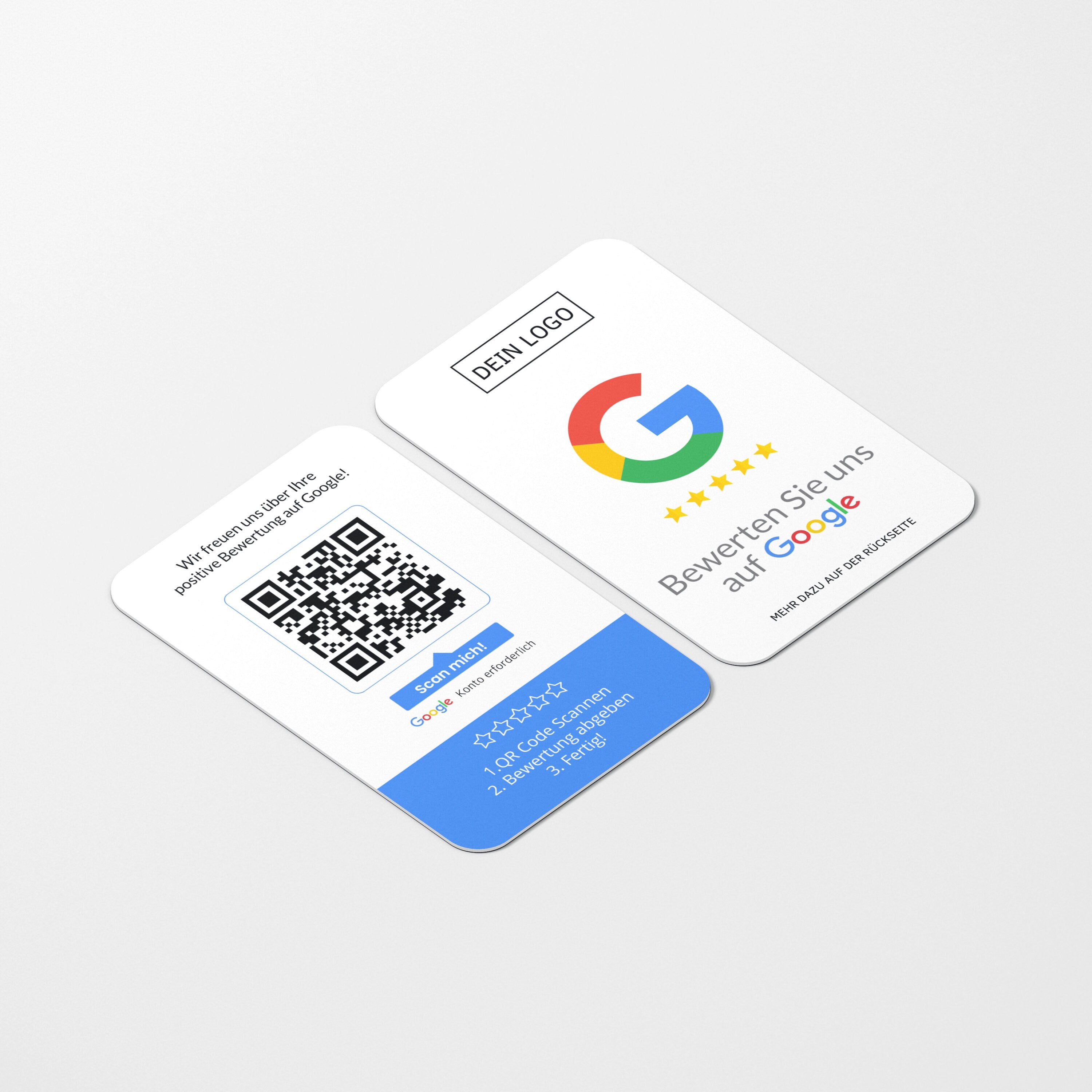 Bewertungskarten mit Logo für Google Bewertung mit QR-Code - ReviewMe
