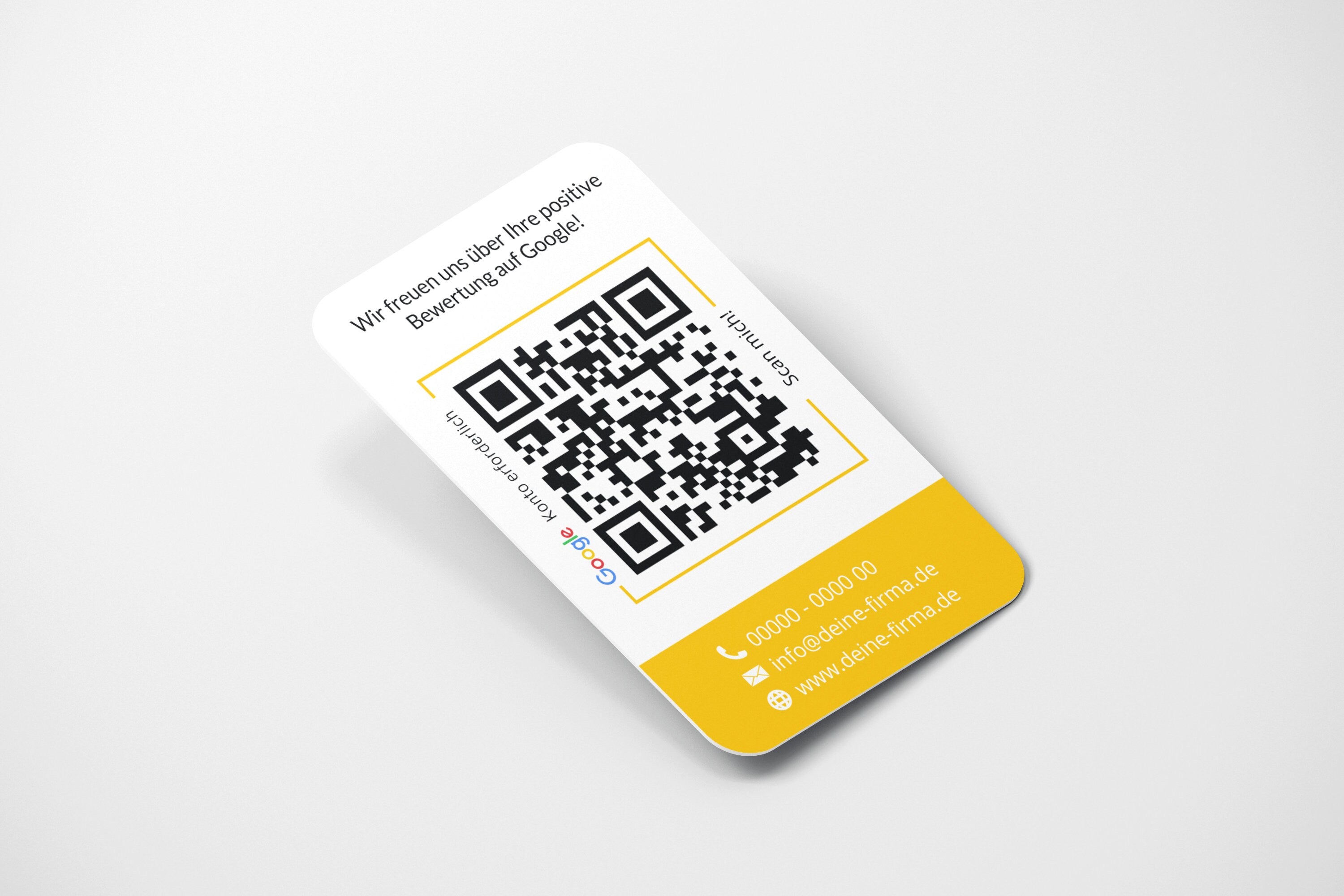 Bewertungskarten mit Kontaktdaten, Logo für Google Bewertung - ReviewMe