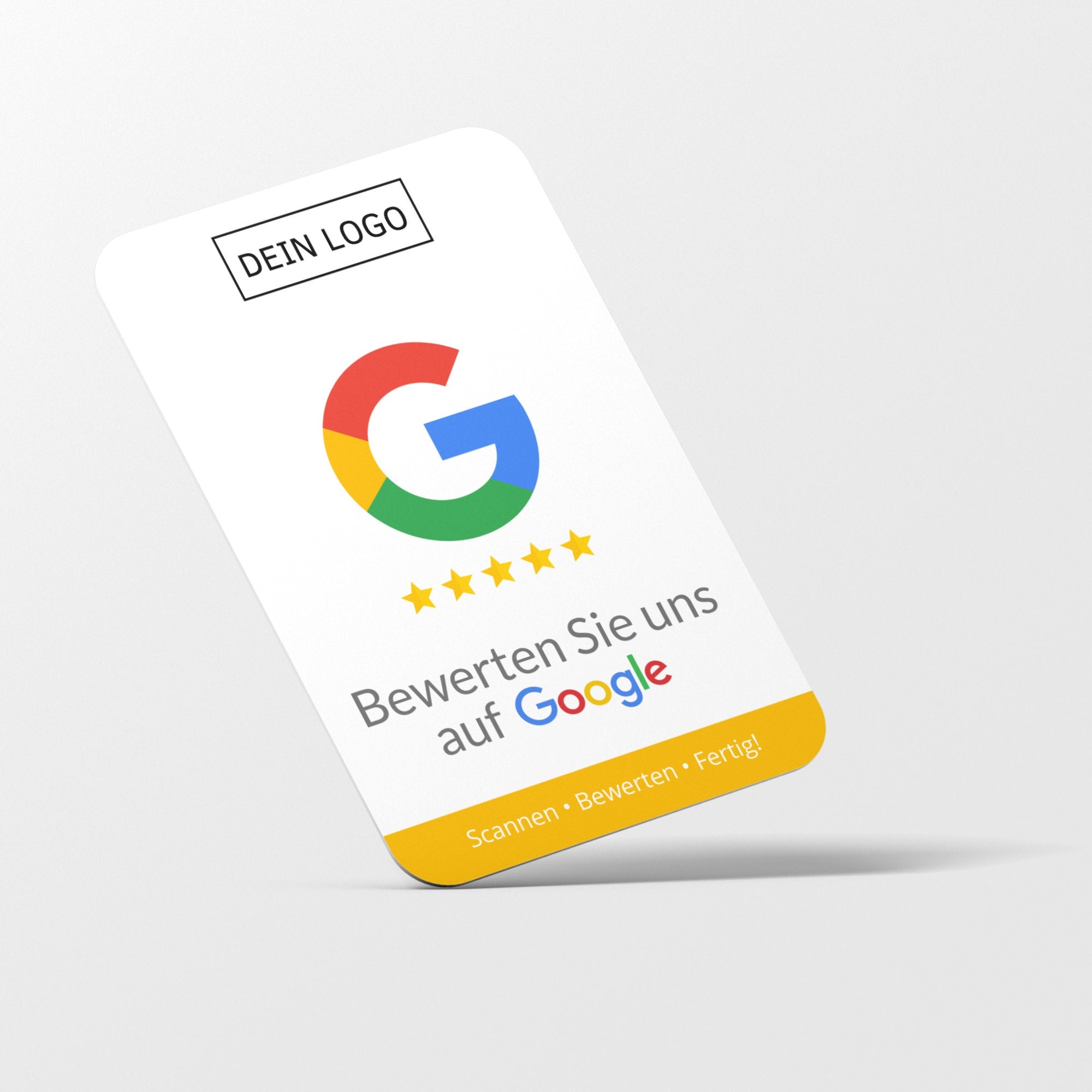Bewertungskarten mit Kontaktdaten, Logo für Google Bewertung - ReviewMe
