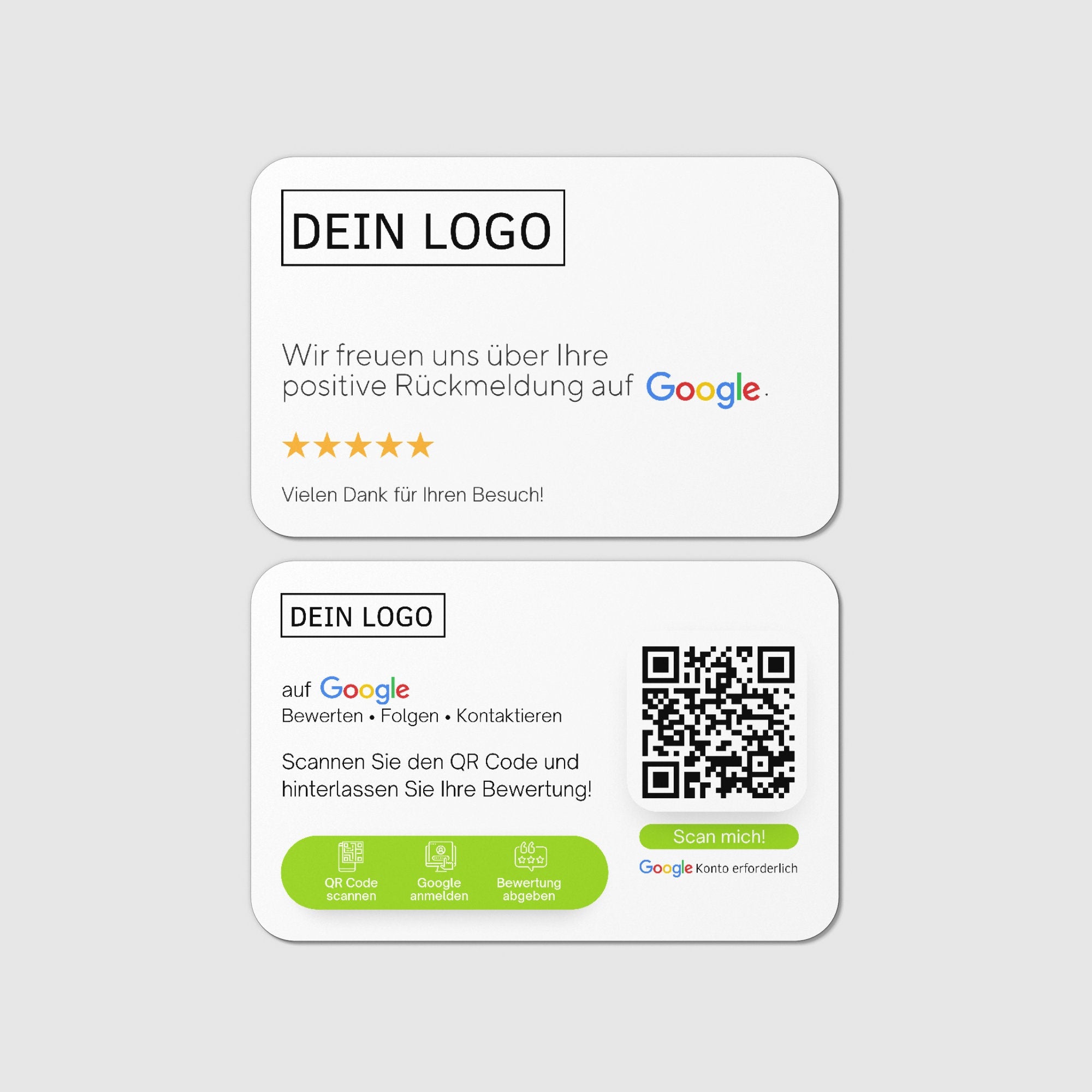 Bewertungskarten mit Logo für Google Bewertung mit QR-Code - ReviewMe