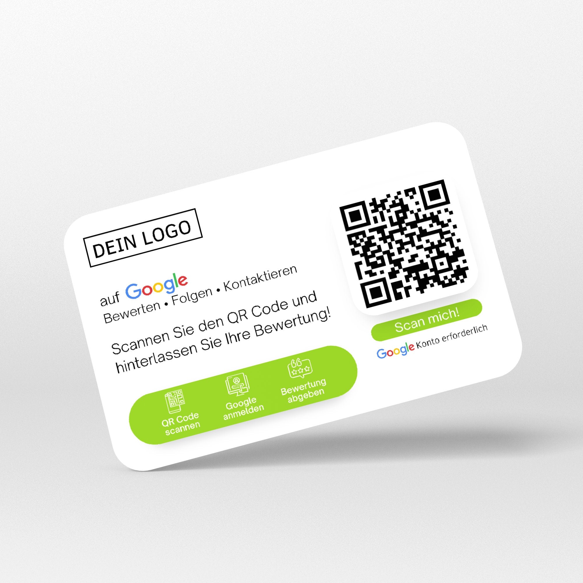 Bewertungskarten mit Logo für Google Bewertung mit QR-Code - ReviewMe