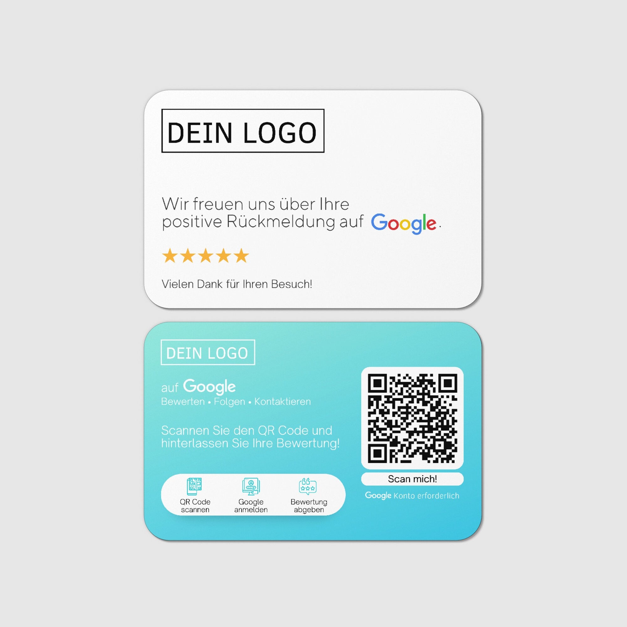 Bewertungskarten mit Logo für Google Bewertung mit QR-Code - ReviewMe