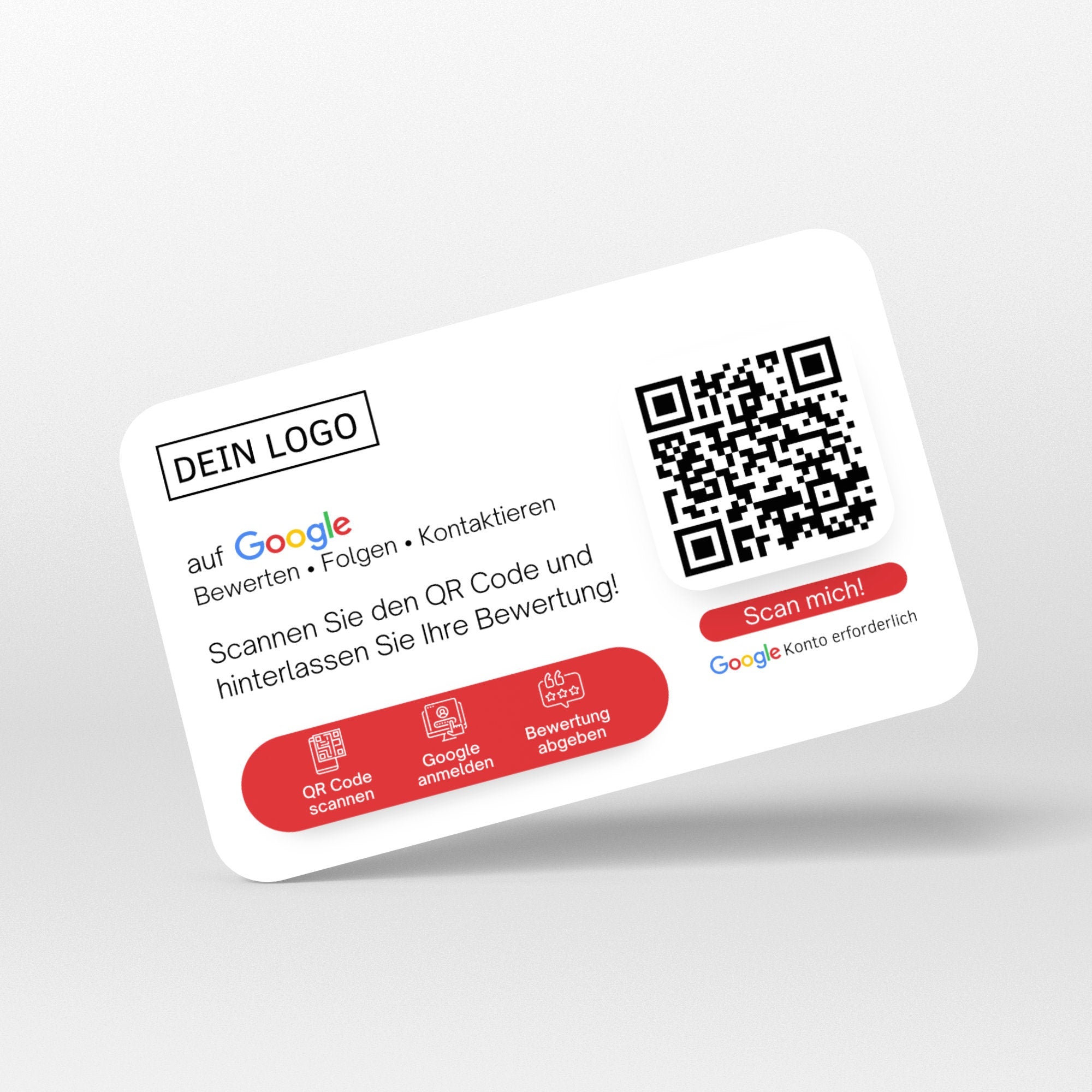 Bewertungskarten mit Logo für Google Bewertung mit QR-Code - ReviewMe