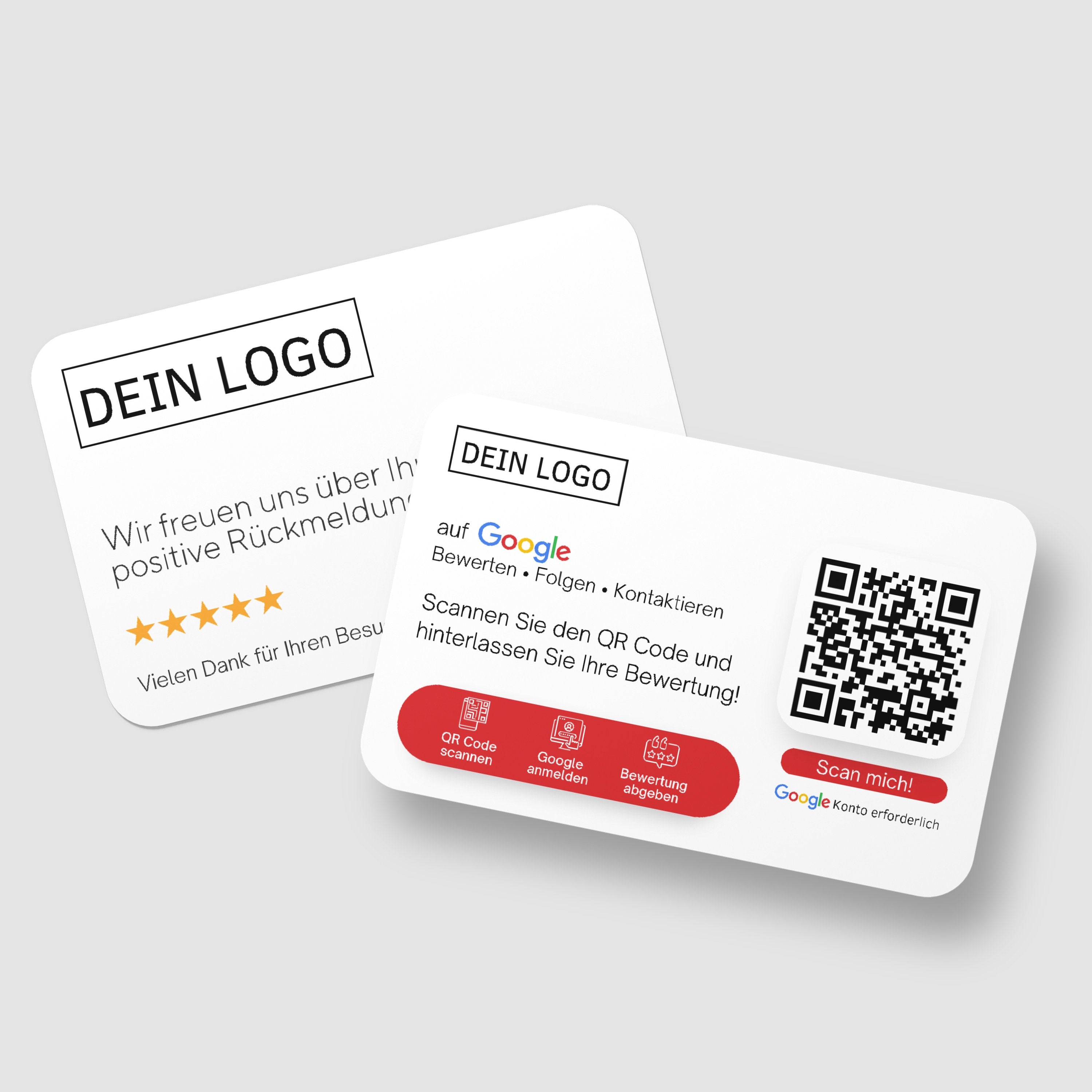 Bewertungskarten mit Logo für Google Bewertung mit QR-Code - ReviewMe