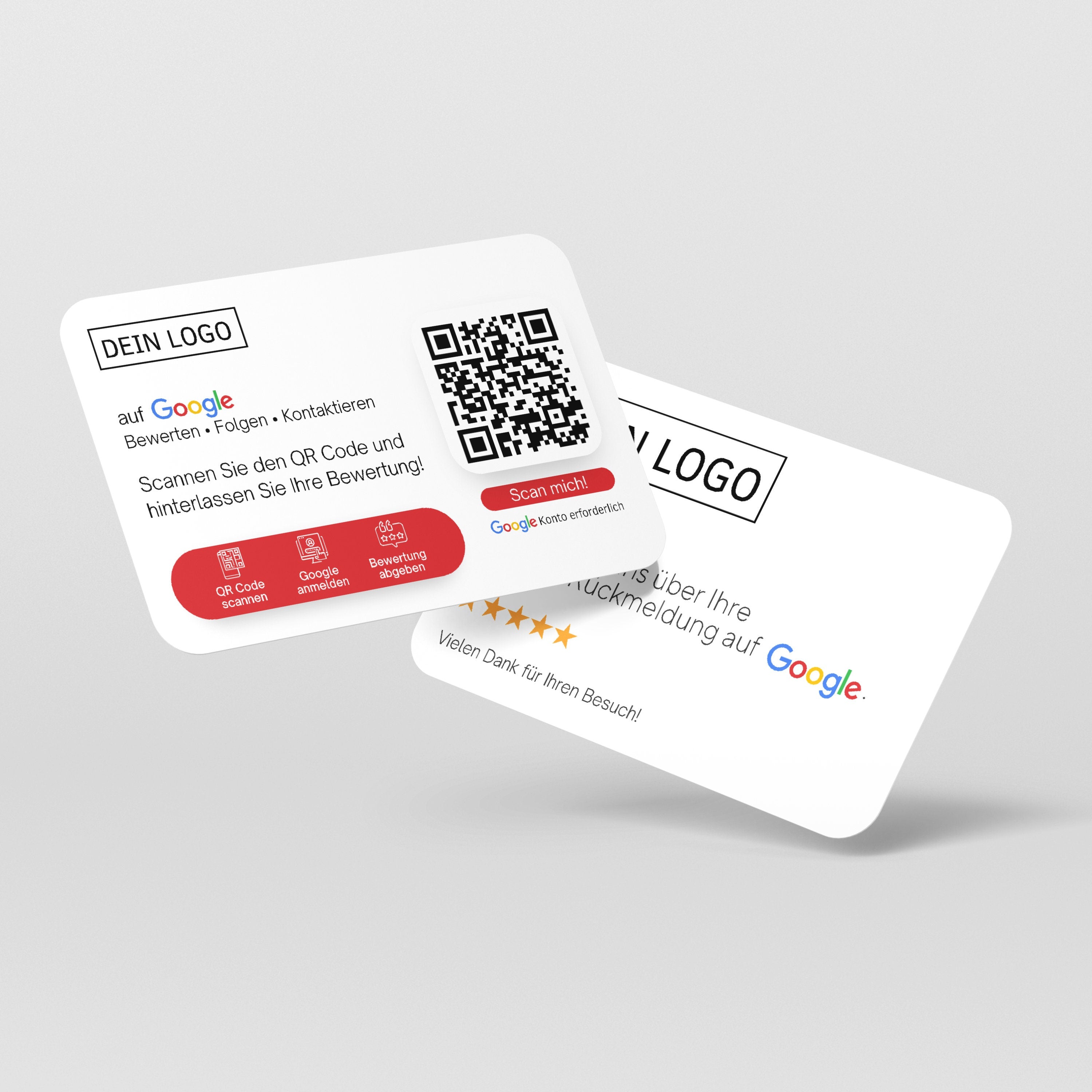 Bewertungskarten mit Logo für Google Bewertung mit QR-Code - ReviewMe