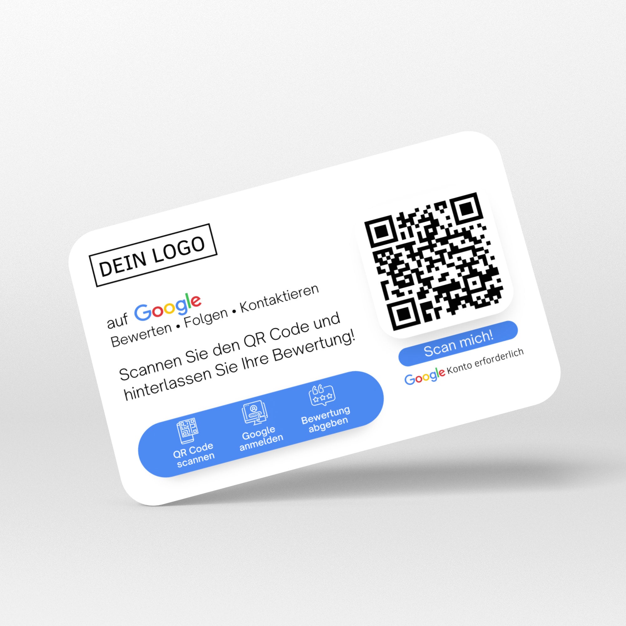 Bewertungskarten mit Logo für Google Bewertung mit QR-Code - ReviewMe