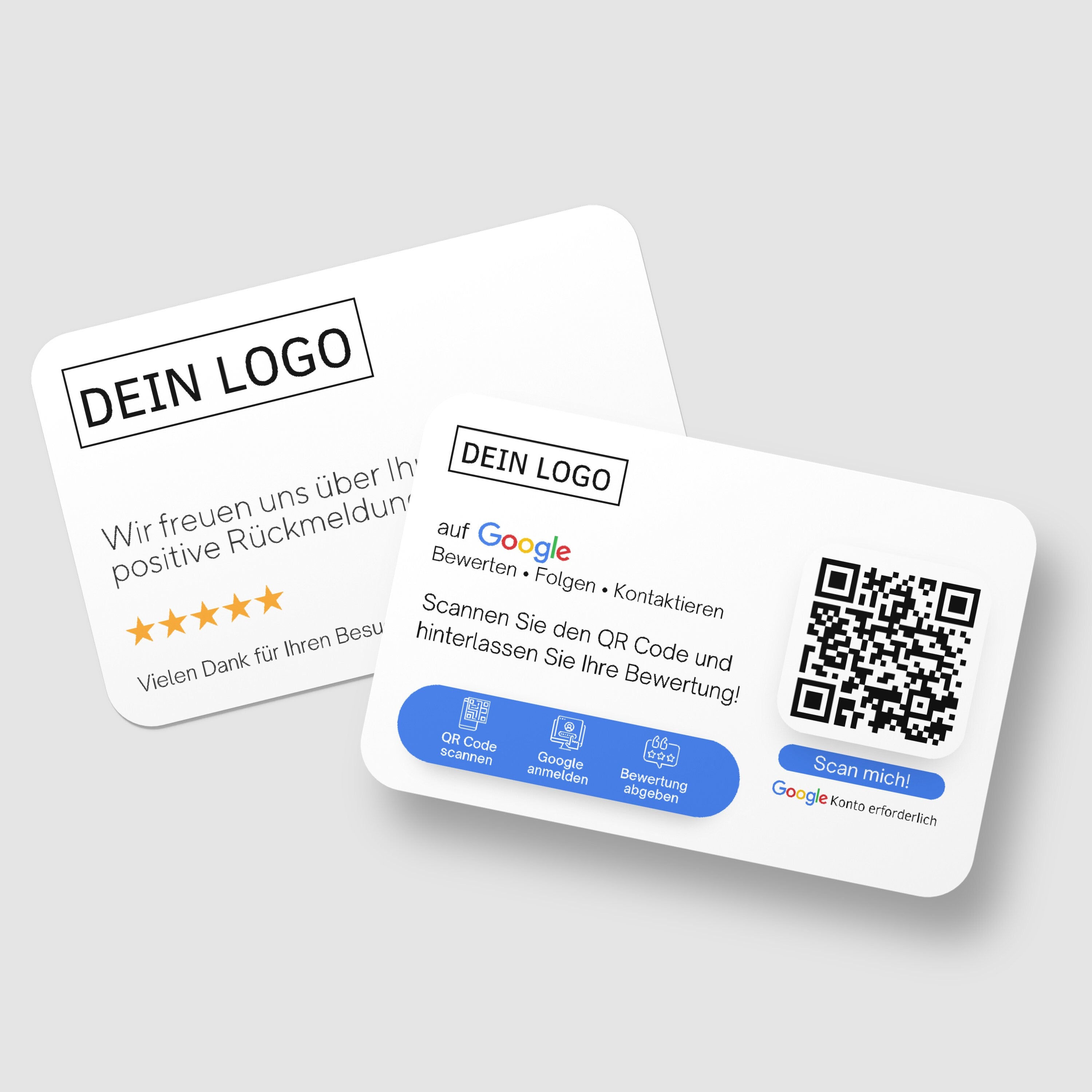Bewertungskarten mit Logo für Google Bewertung mit QR-Code - ReviewMe