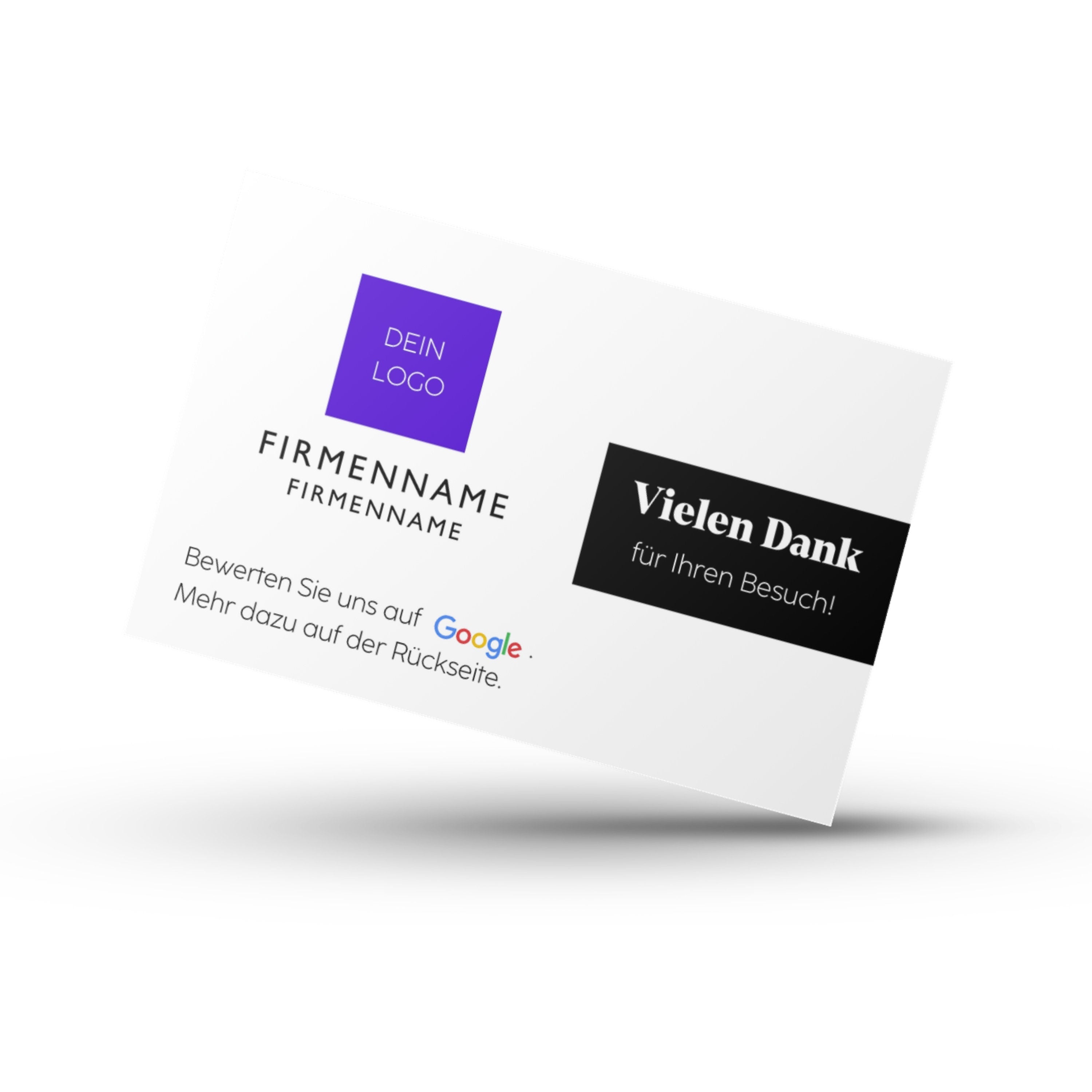 Klassisch Google Bewertungskarten Visitenkarte mit QR-Code und Logo | Dankeskarten Aktiv Verfügbarkeitsbenachrichtigungen: 0 - ReviewMe