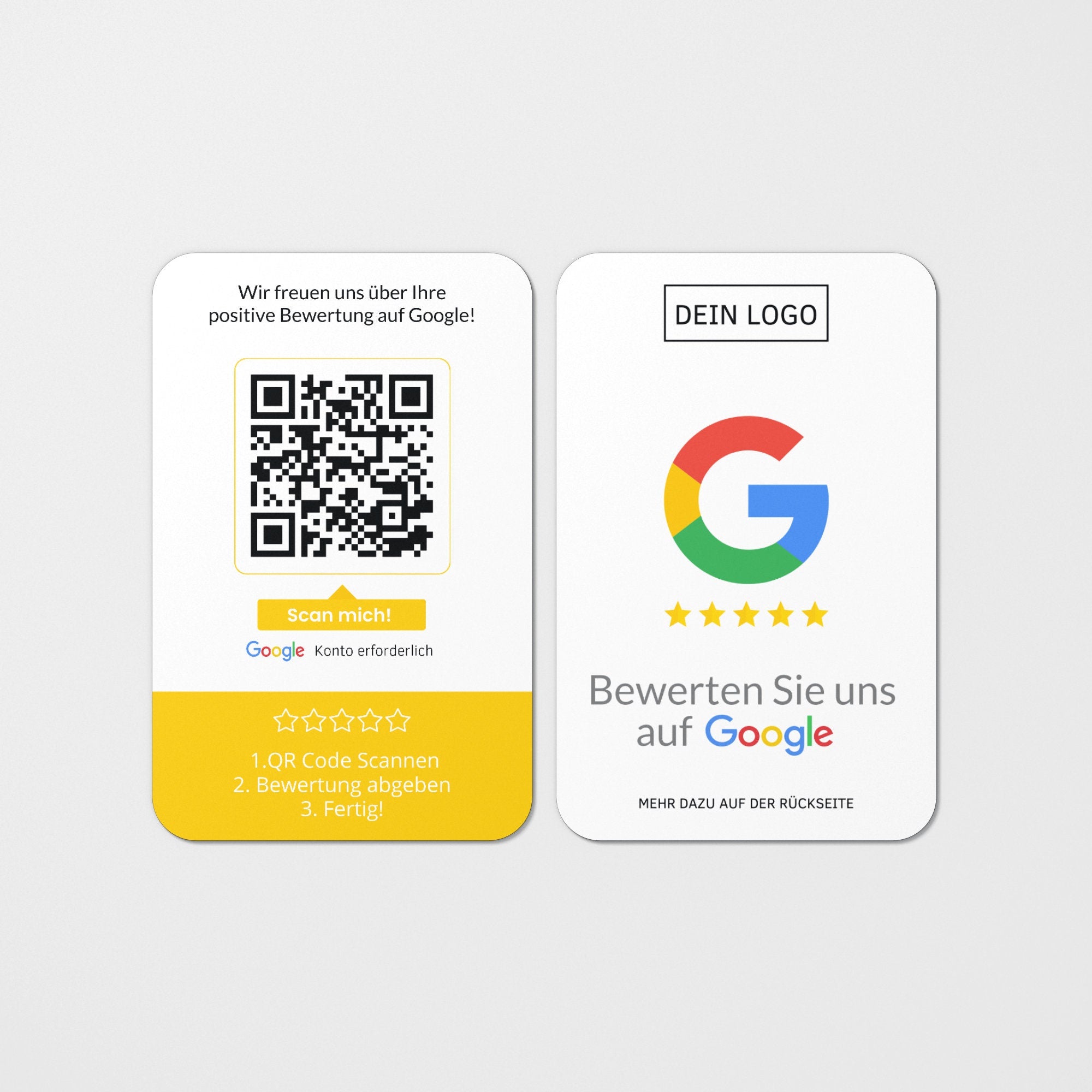 Bewertungskarten mit Logo für Google Bewertung mit QR-Code - ReviewMe