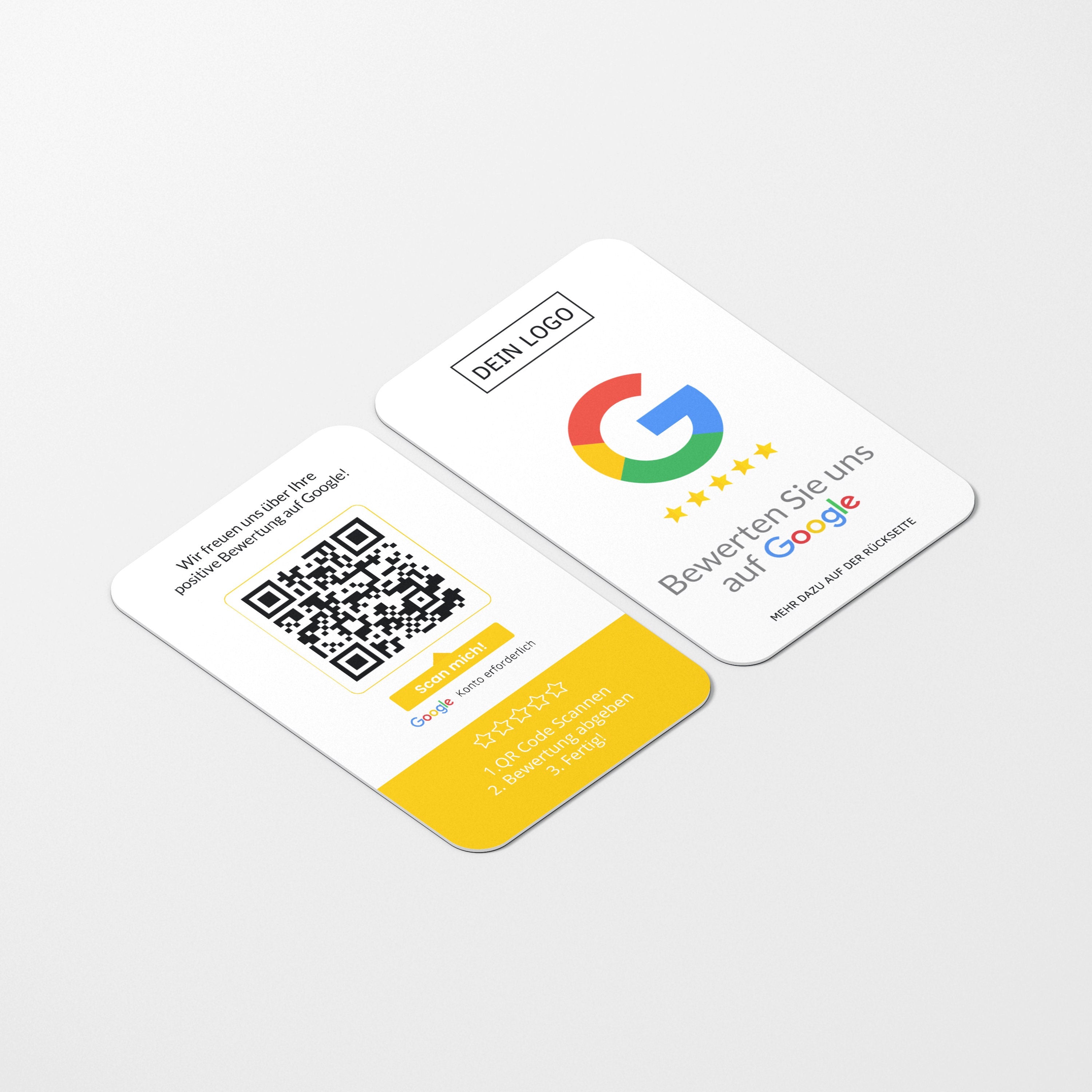 Bewertungskarten mit Logo für Google Bewertung mit QR-Code - ReviewMe