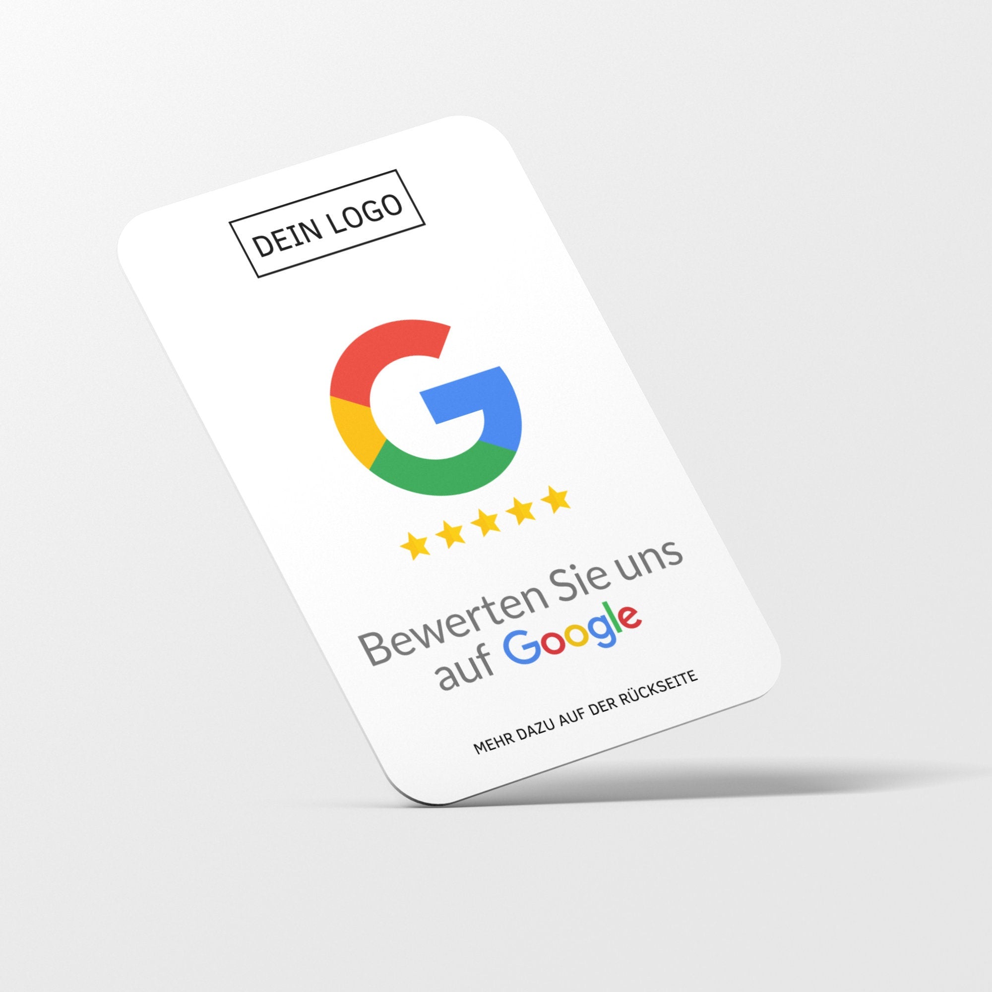 Bewertungskarten mit Kontaktdaten, Logo für Google Bewertung - ReviewMe