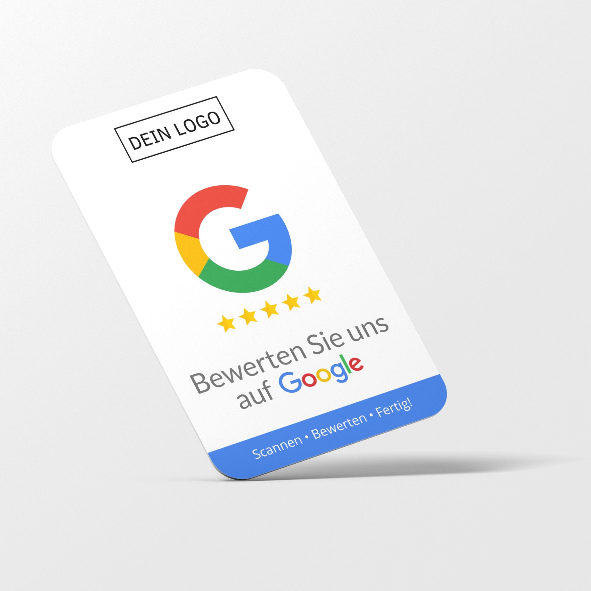 Bewertungskarten mit Kontaktdaten, Logo für Google Bewertung - ReviewMe