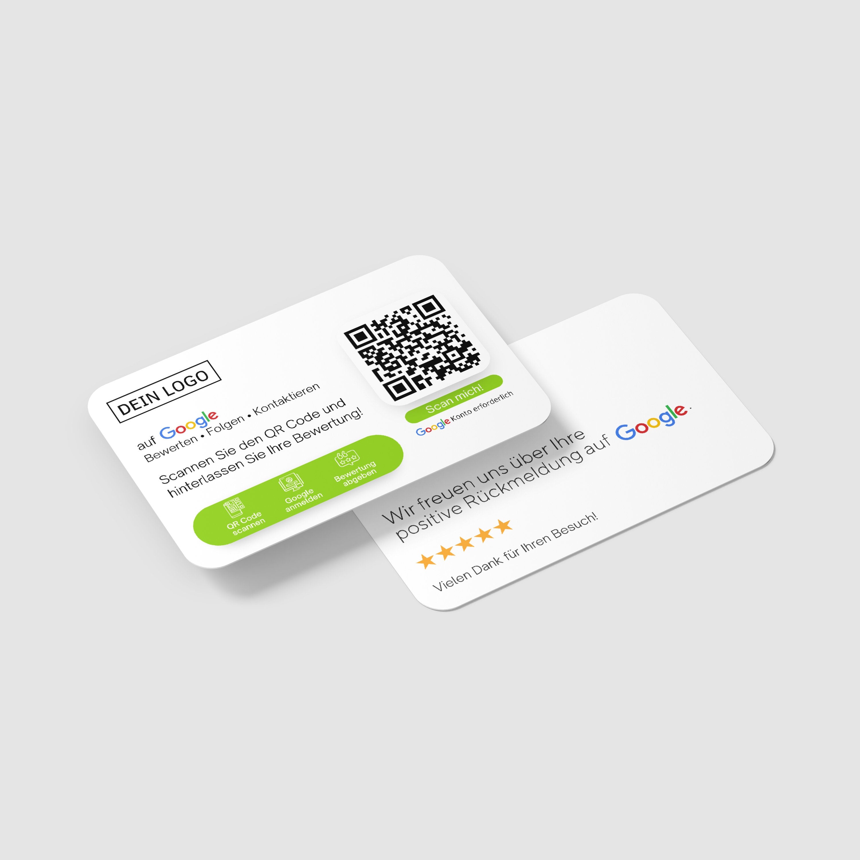 Bewertungskarten mit Logo für Google Bewertung mit QR-Code - ReviewMe