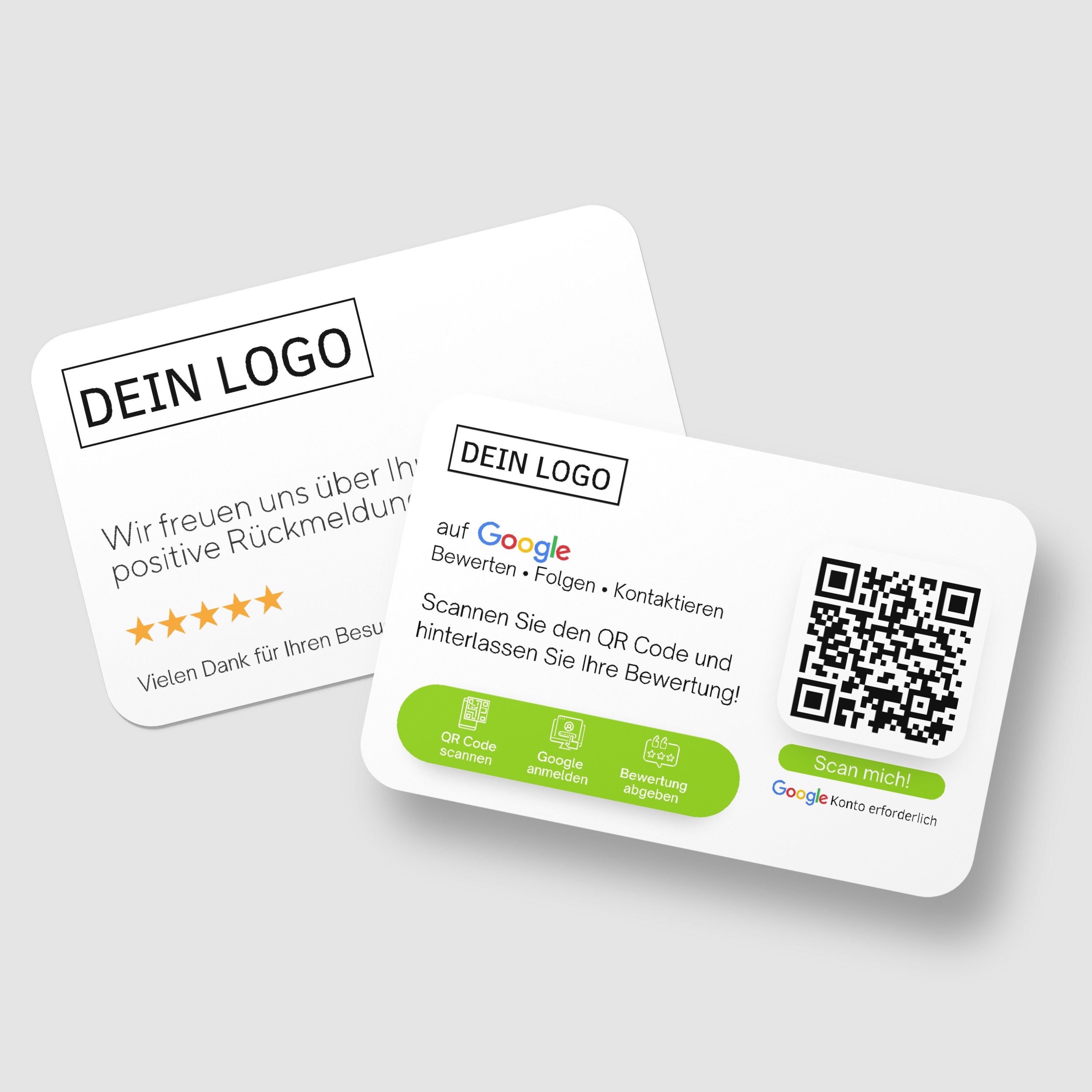 Bewertungskarten mit Logo für Google Bewertung mit QR-Code - ReviewMe
