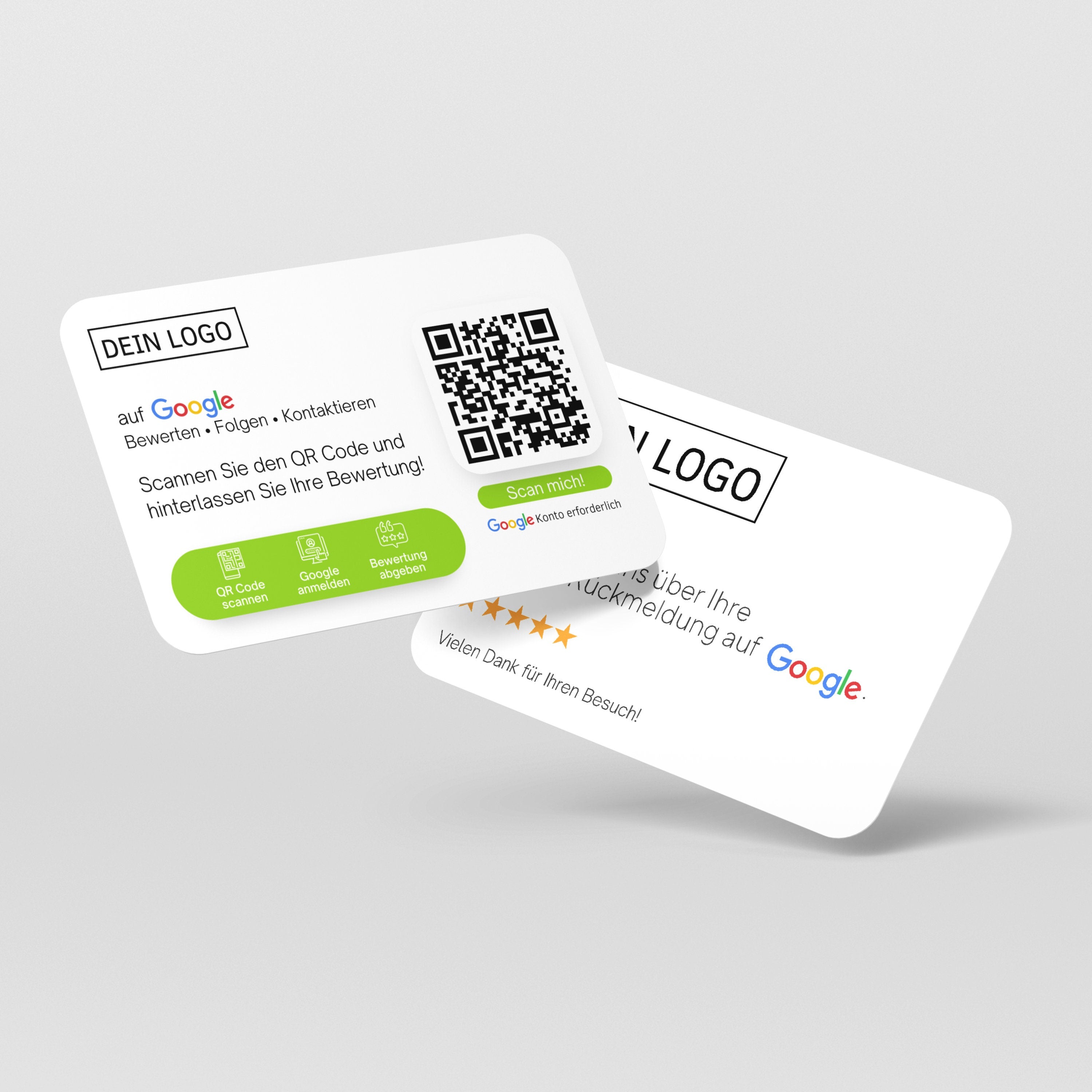 Bewertungskarten mit Logo für Google Bewertung mit QR-Code - ReviewMe