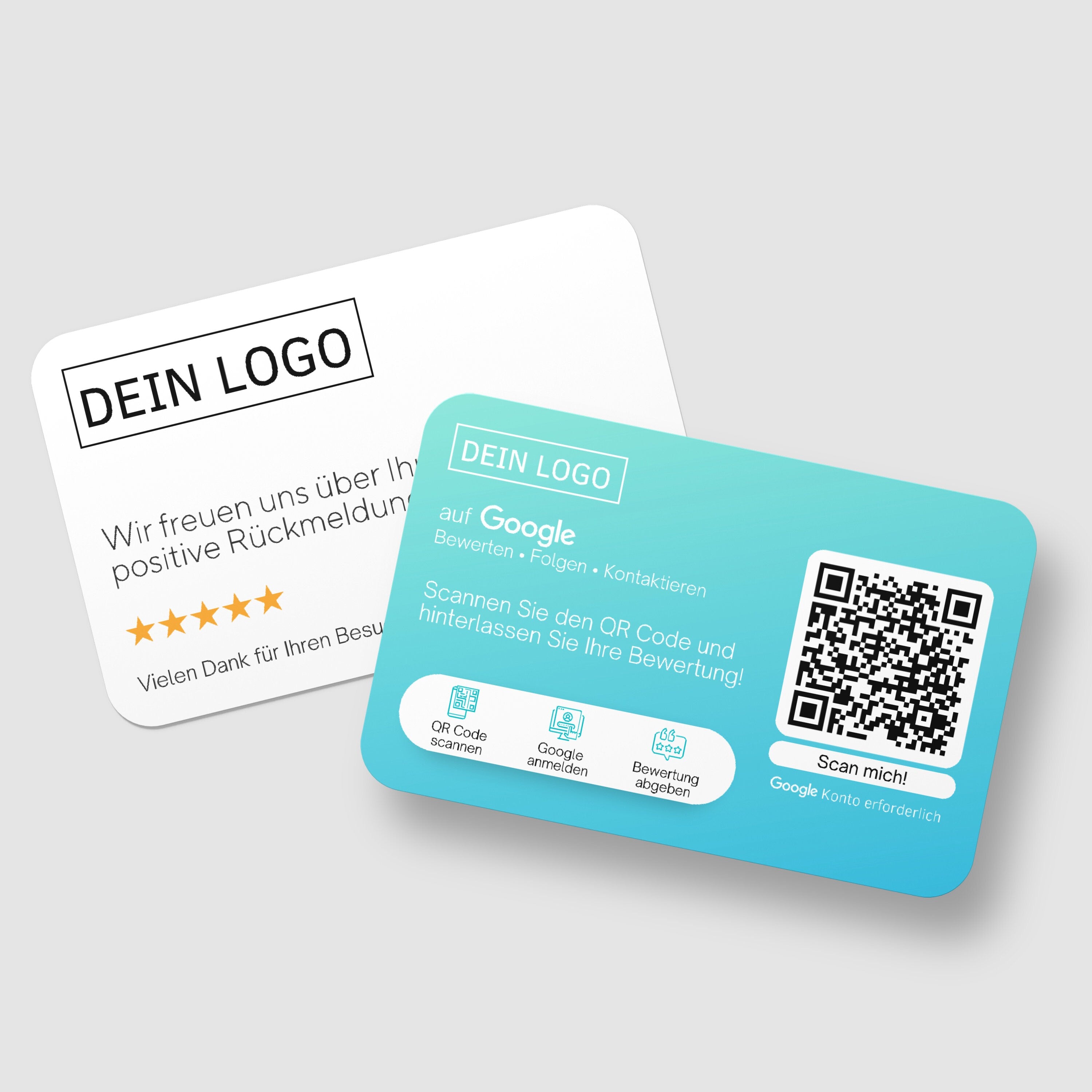 Bewertungskarten mit Logo für Google Bewertung mit QR-Code - ReviewMe