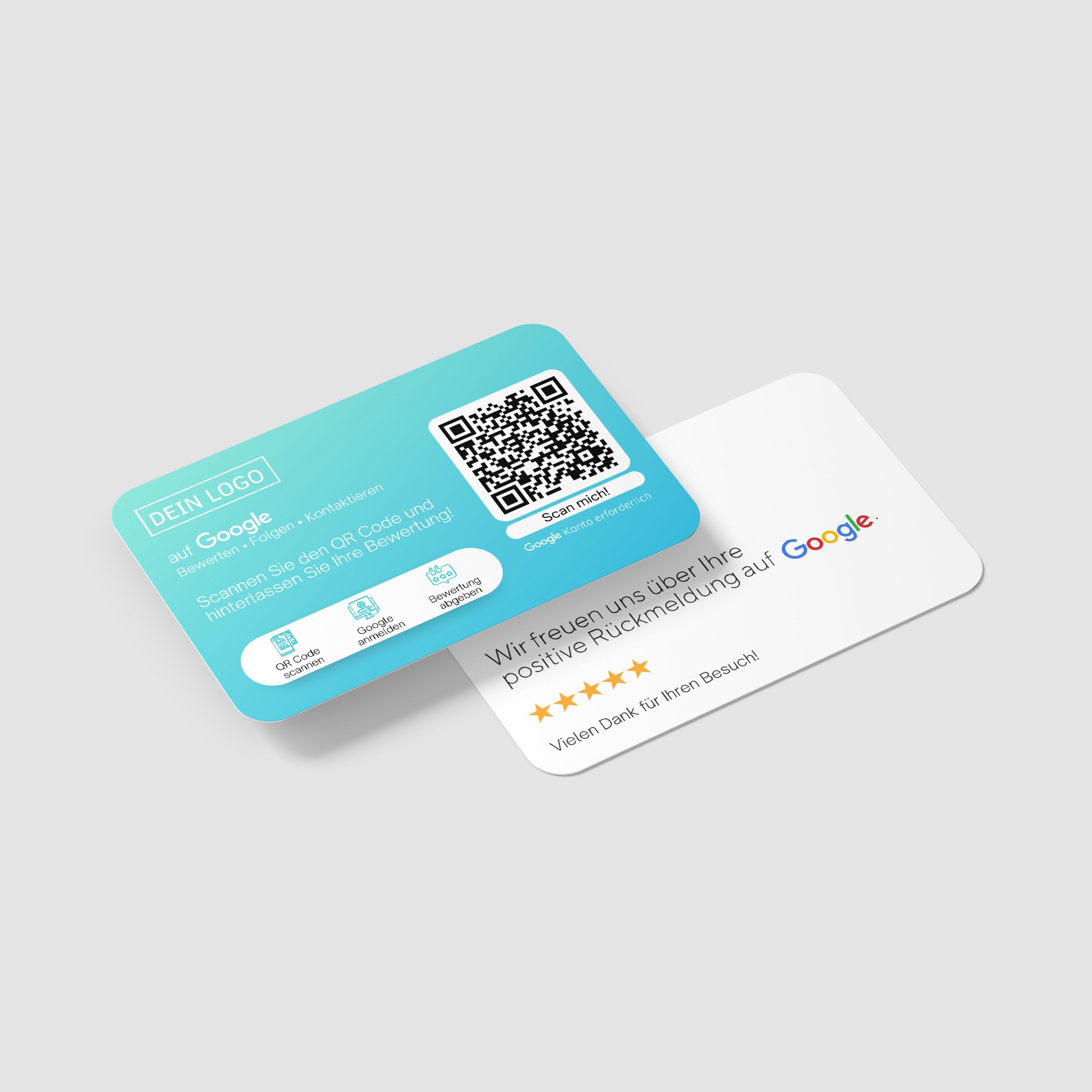 Bewertungskarten mit Logo für Google Bewertung mit QR-Code - ReviewMe