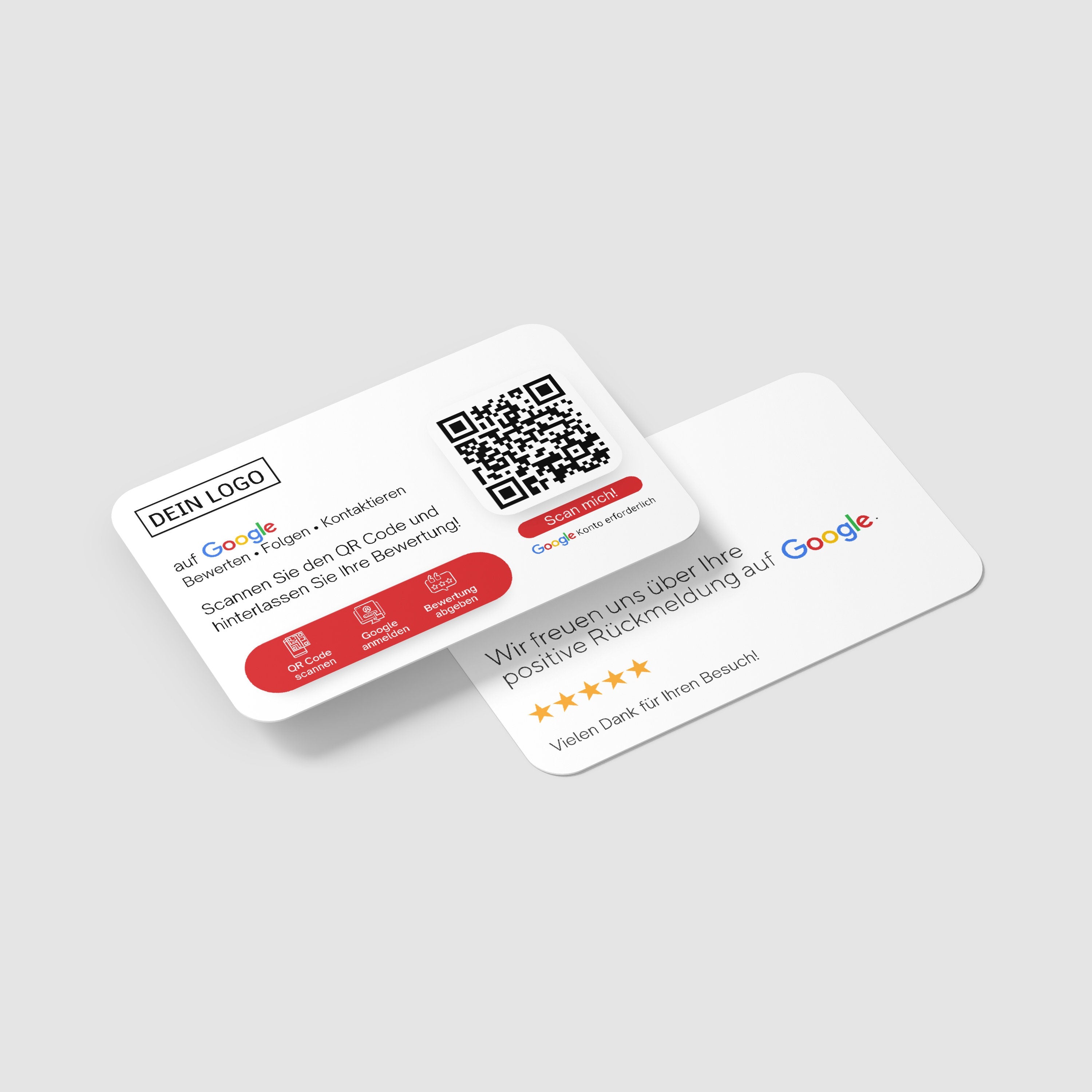 Bewertungskarten mit Logo für Google Bewertung mit QR-Code - ReviewMe