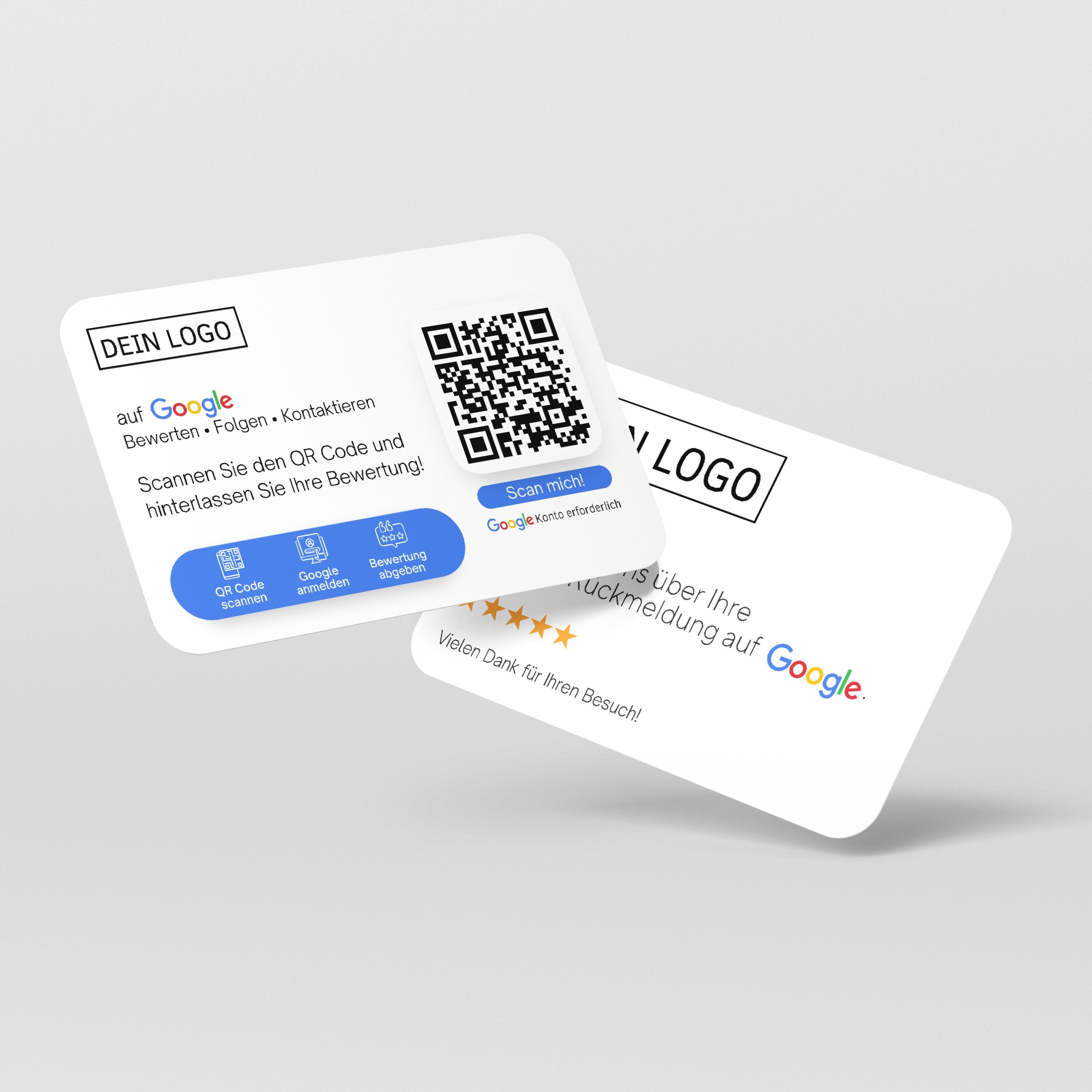 Bewertungskarten mit Logo für Google Bewertung mit QR-Code - ReviewMe