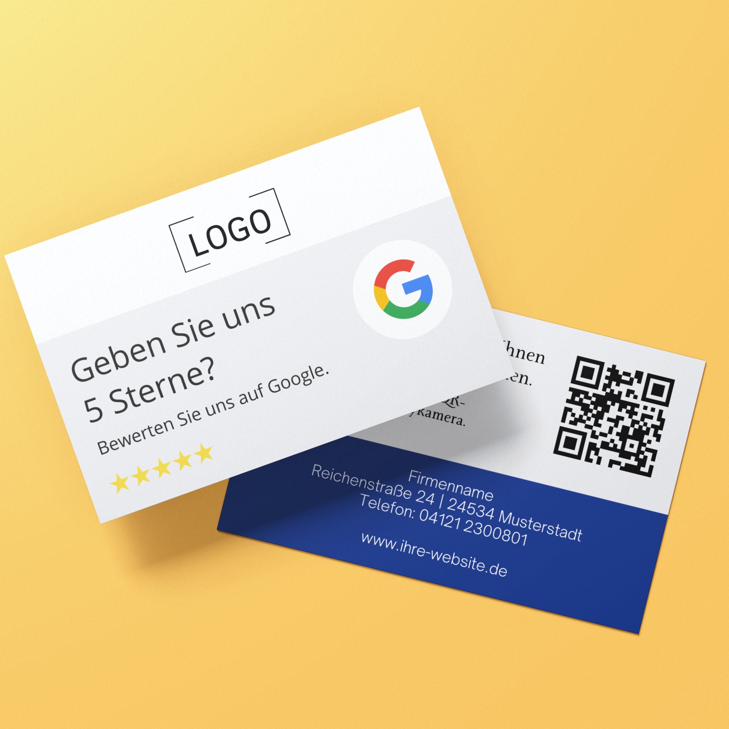 Visitenkarte für Google Bewertung mit QR-Code Bewertungskarten Klassisch | Dankeskarten - ReviewMe